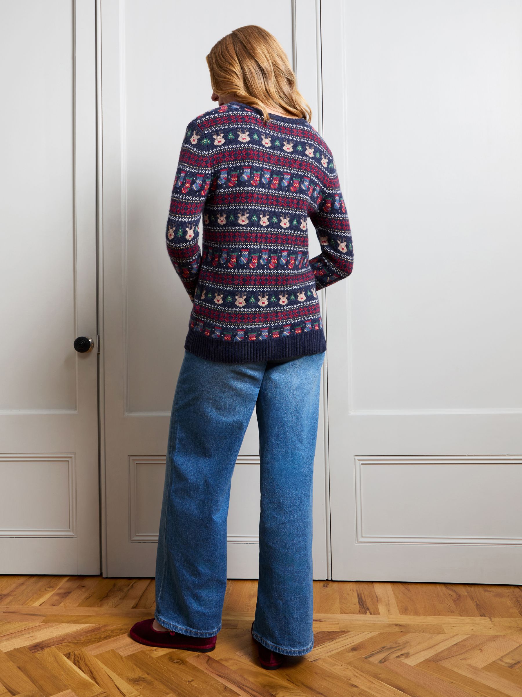 Navy Blue Women's Long Sleeve Christmas Fairisle Jumper - Image 3 of 4