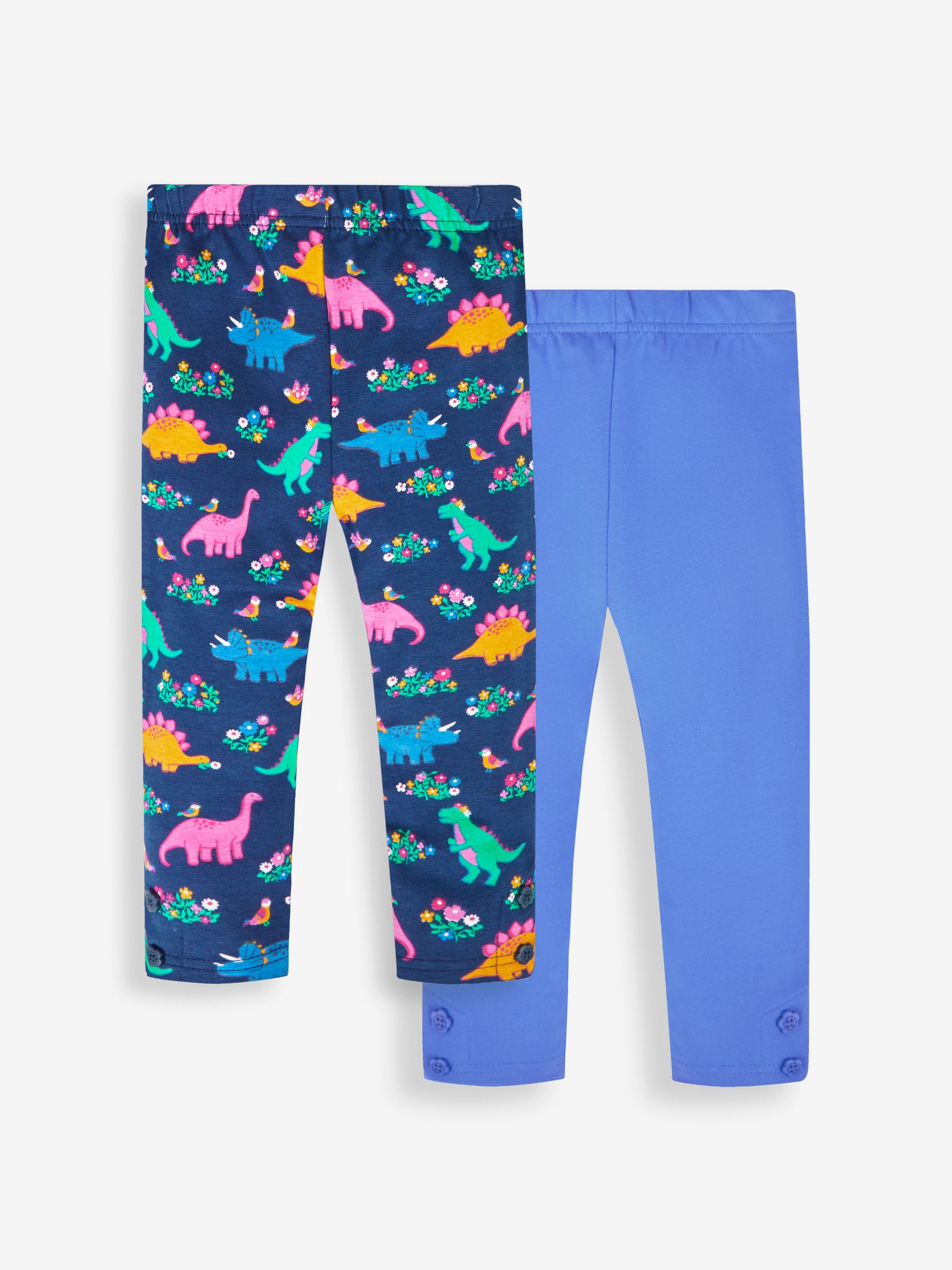 Navy Blue Dino & Cobalt Blue Girls' 2-Pack Leggings - Image 1 of 5