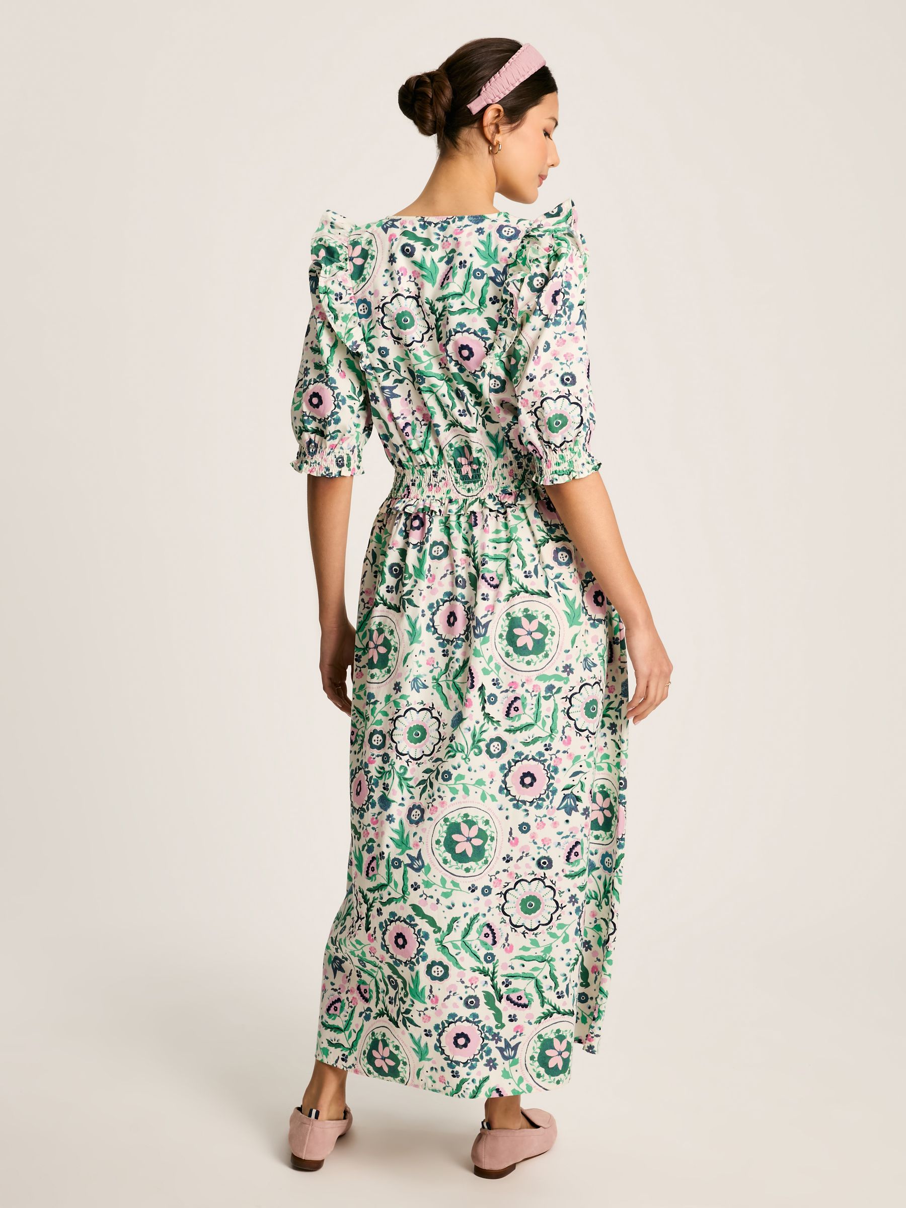 Rosalie Pink/Green V-Neck Frill Dress - Image 2 of 7