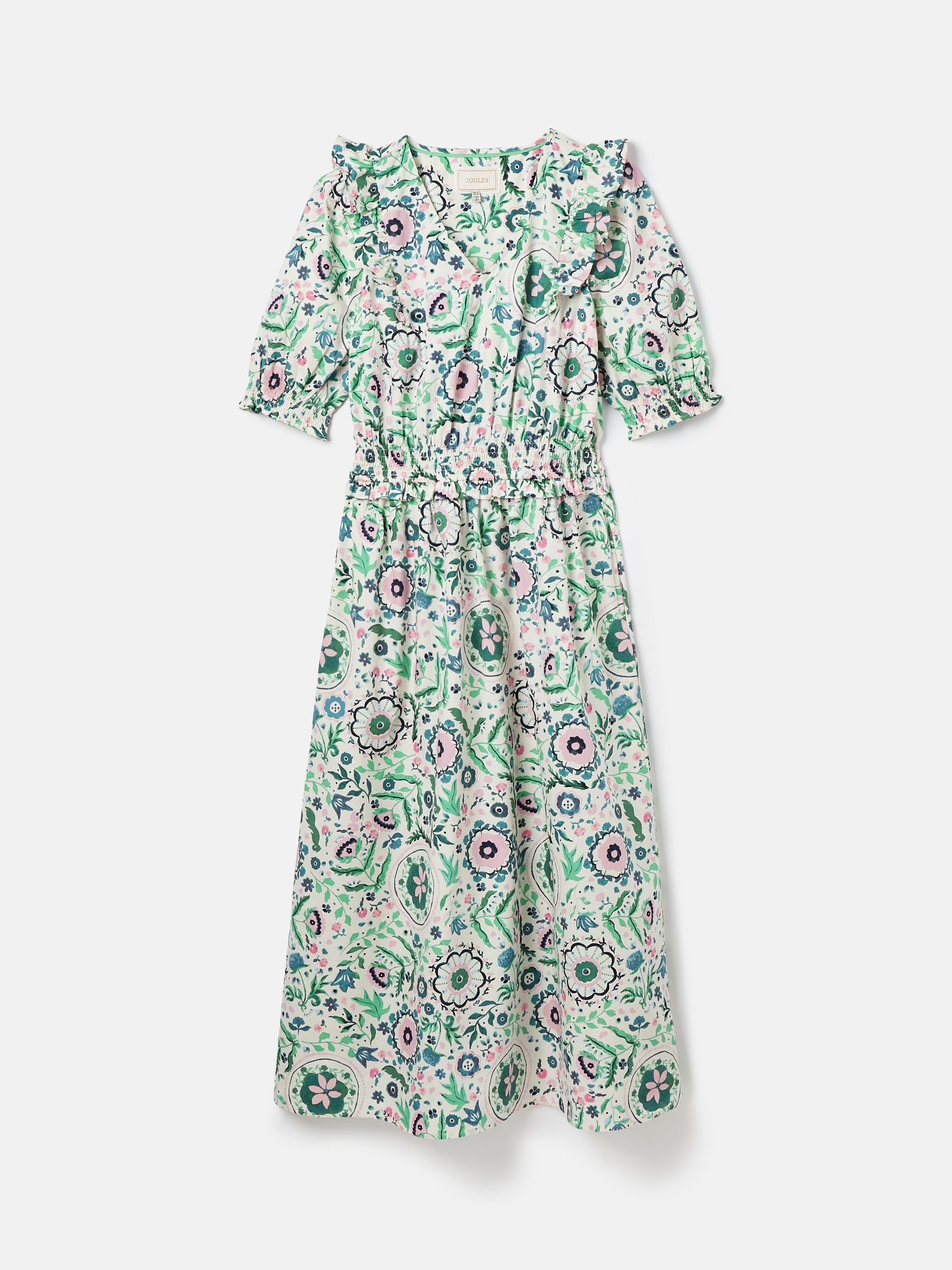 Rosalie Pink/Green V-Neck Frill Dress - Image 7 of 7