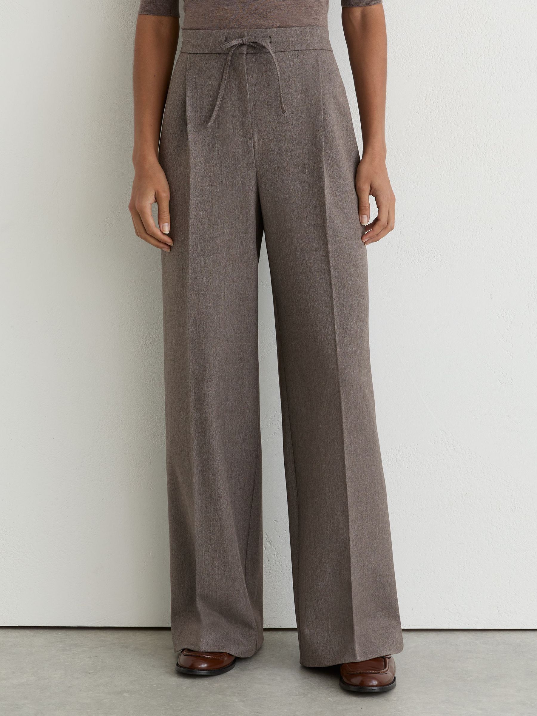 Wide-Leg Pull-On Drawstring Trousers in Neutral - Image 1 of 7