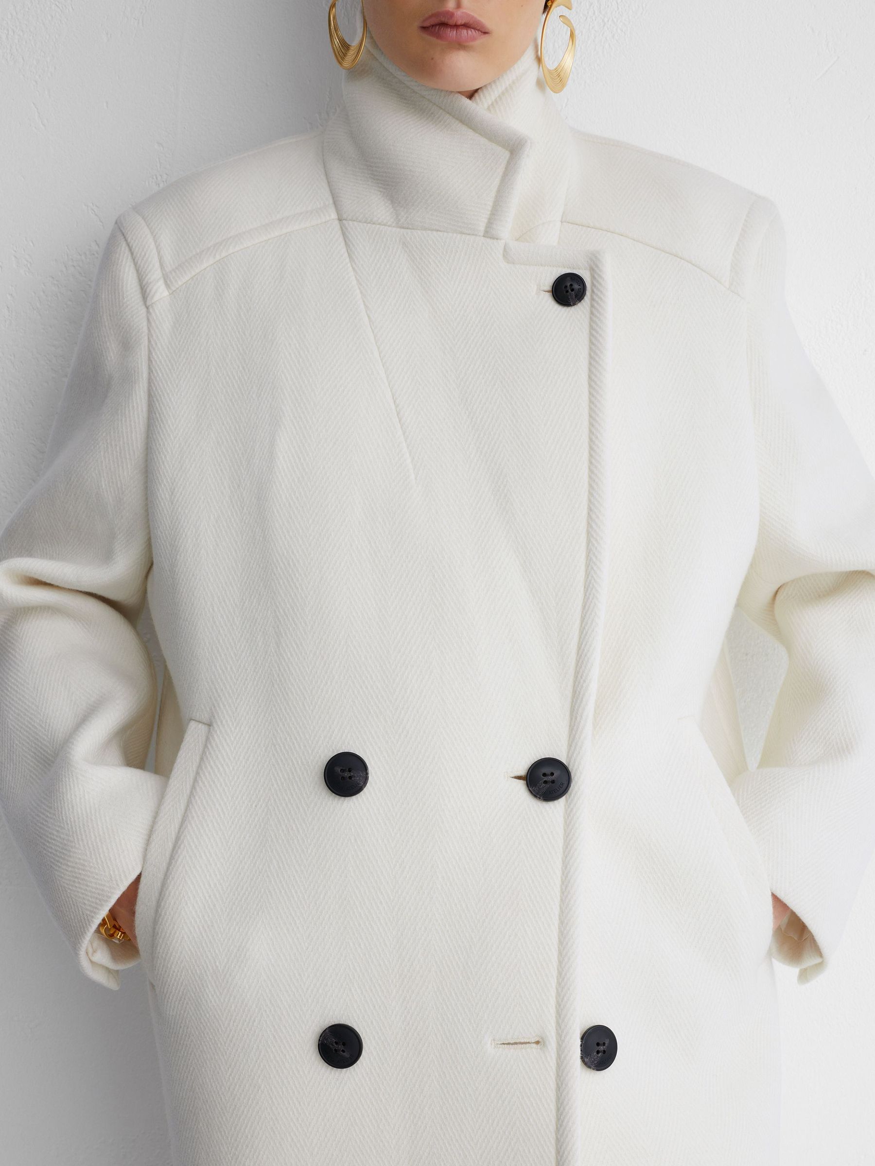 Atelier Wool-Blend Double-Breasted Relaxed Coat in Cream - Image 5 of 8