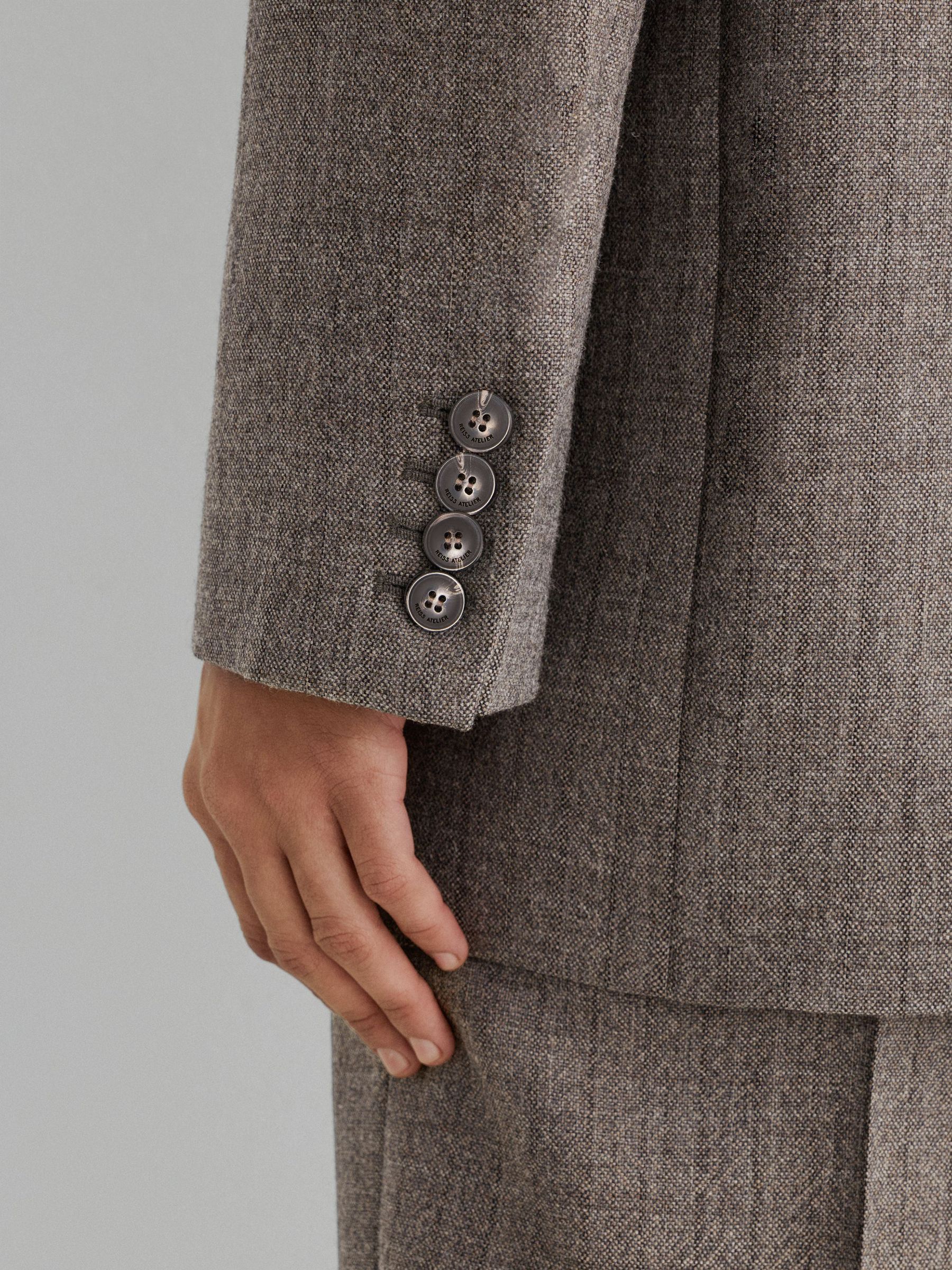 Atelier Grey Wool Woven Relaxed Double-Breasted Blazer in Grey - Image 5 of 7