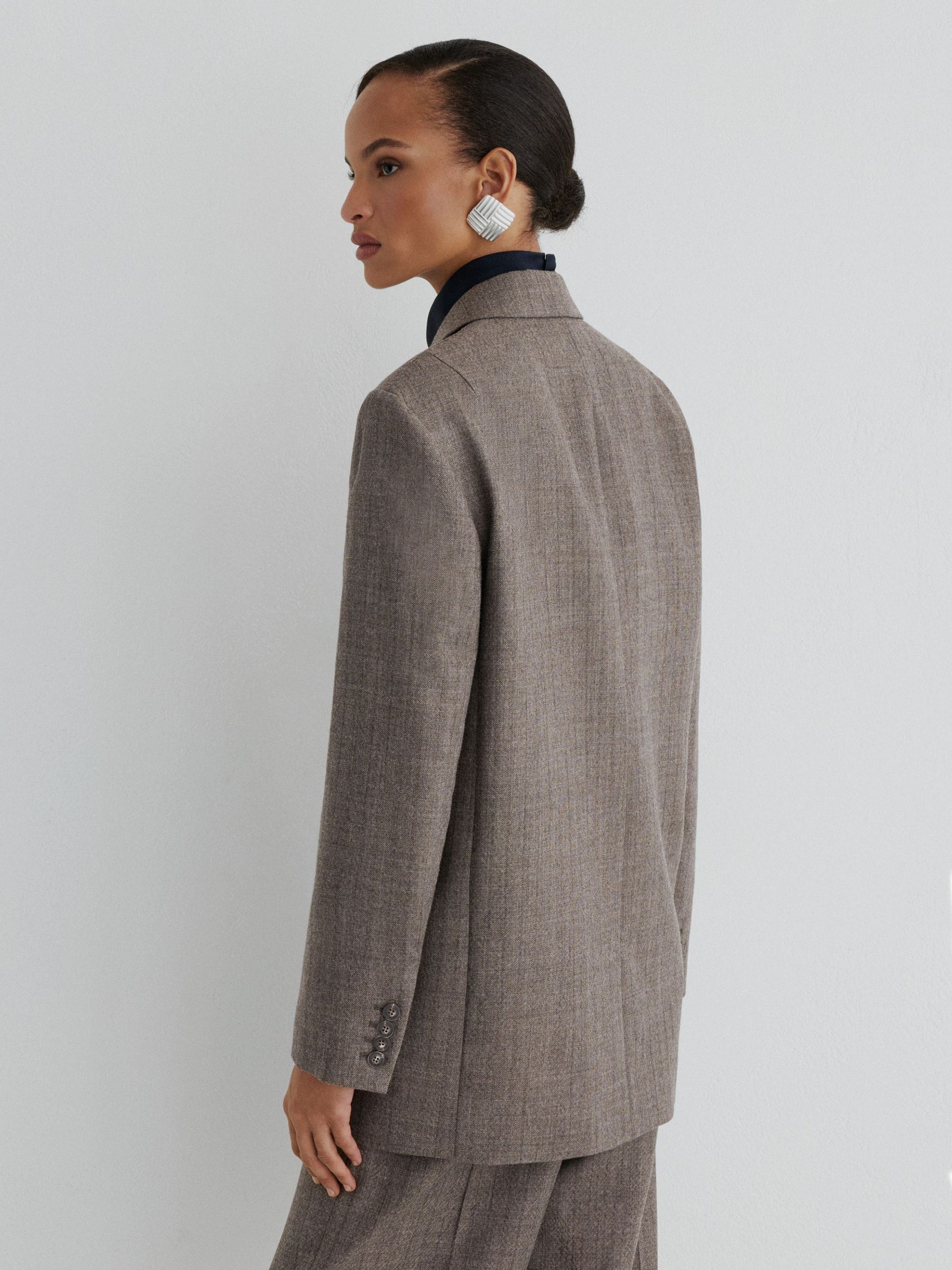 Atelier Grey Wool Woven Relaxed Double-Breasted Blazer in Grey - Image 6 of 7