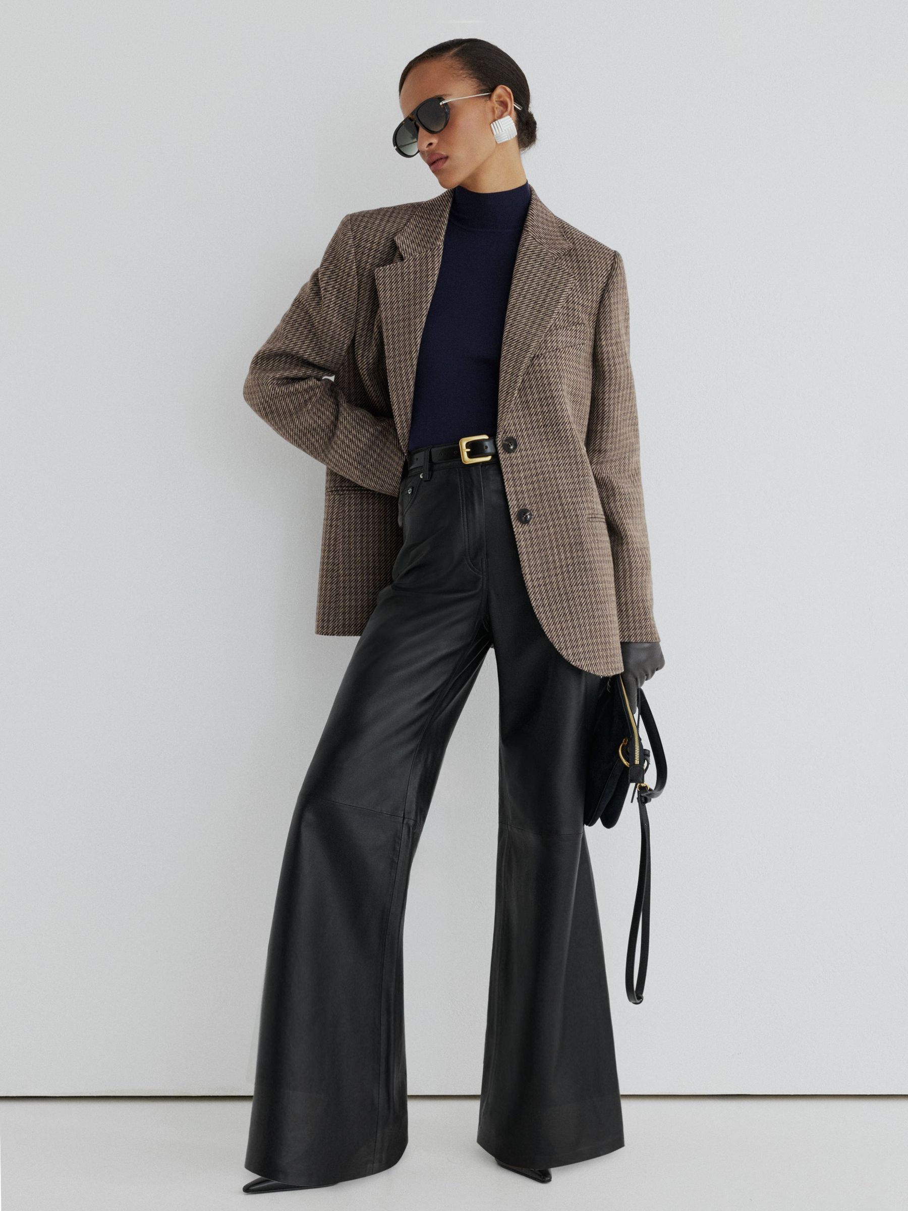 Atelier Wool Cotton Check Single Breasted Relaxed Fit Blazer in Neutral - Image 3 of 9