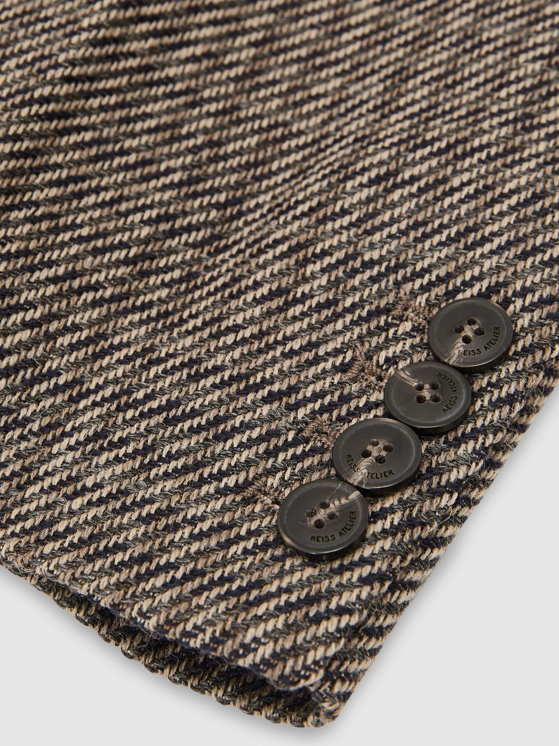 Atelier Wool Cotton Check Single Breasted Relaxed Fit Blazer in Neutral - Image 9 of 9