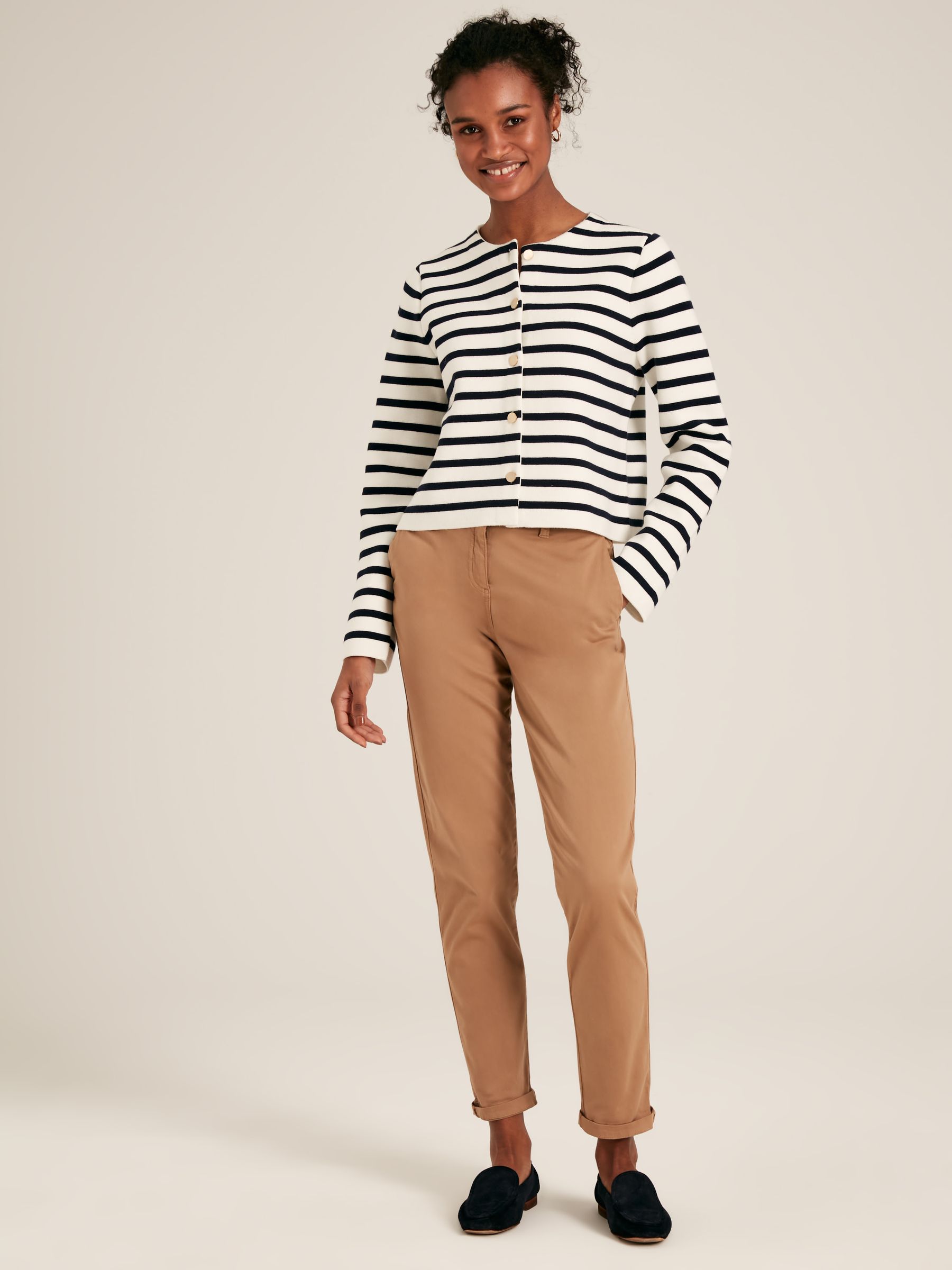 Constance Cream & Navy Striped Cotton Cardigan - Image 3 of 6