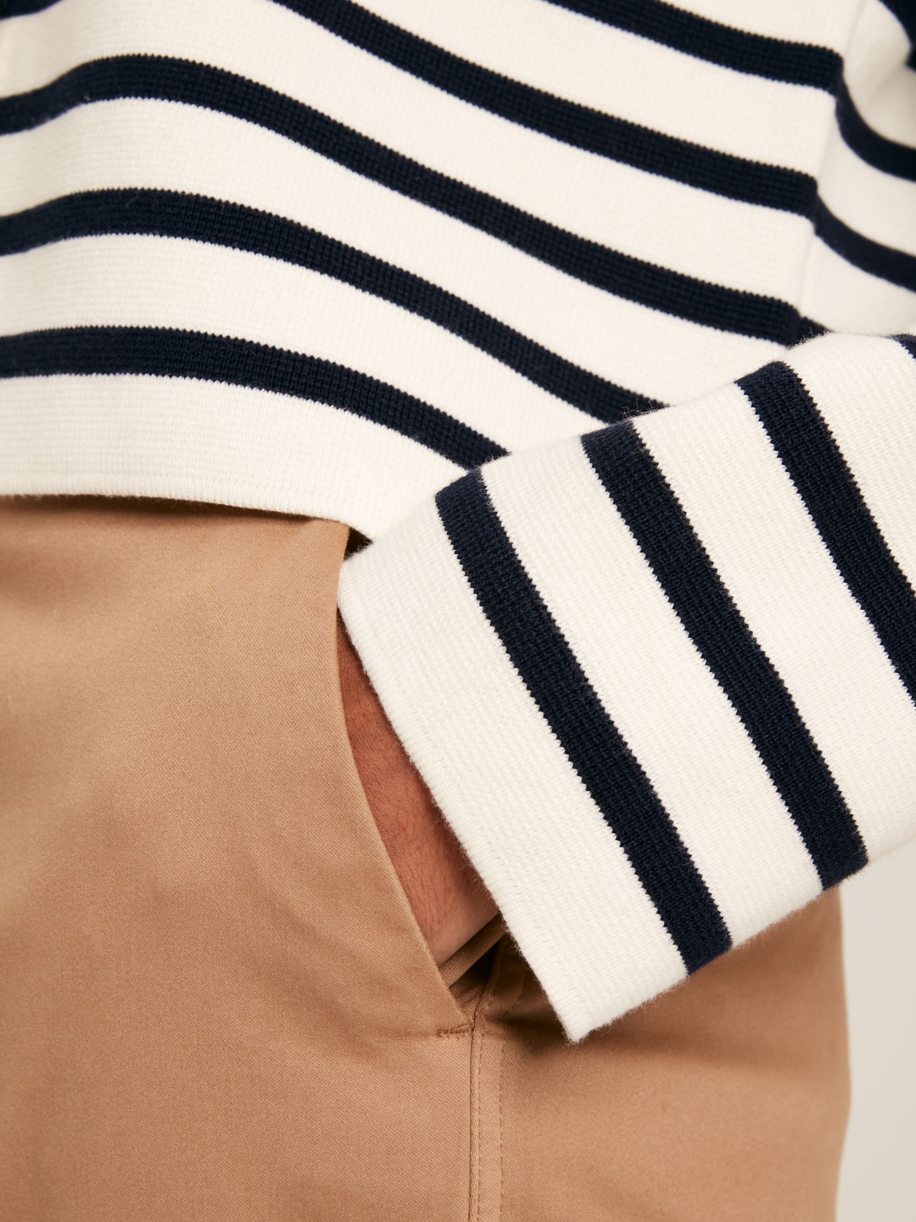 Constance Cream & Navy Striped Cotton Cardigan - Image 5 of 6