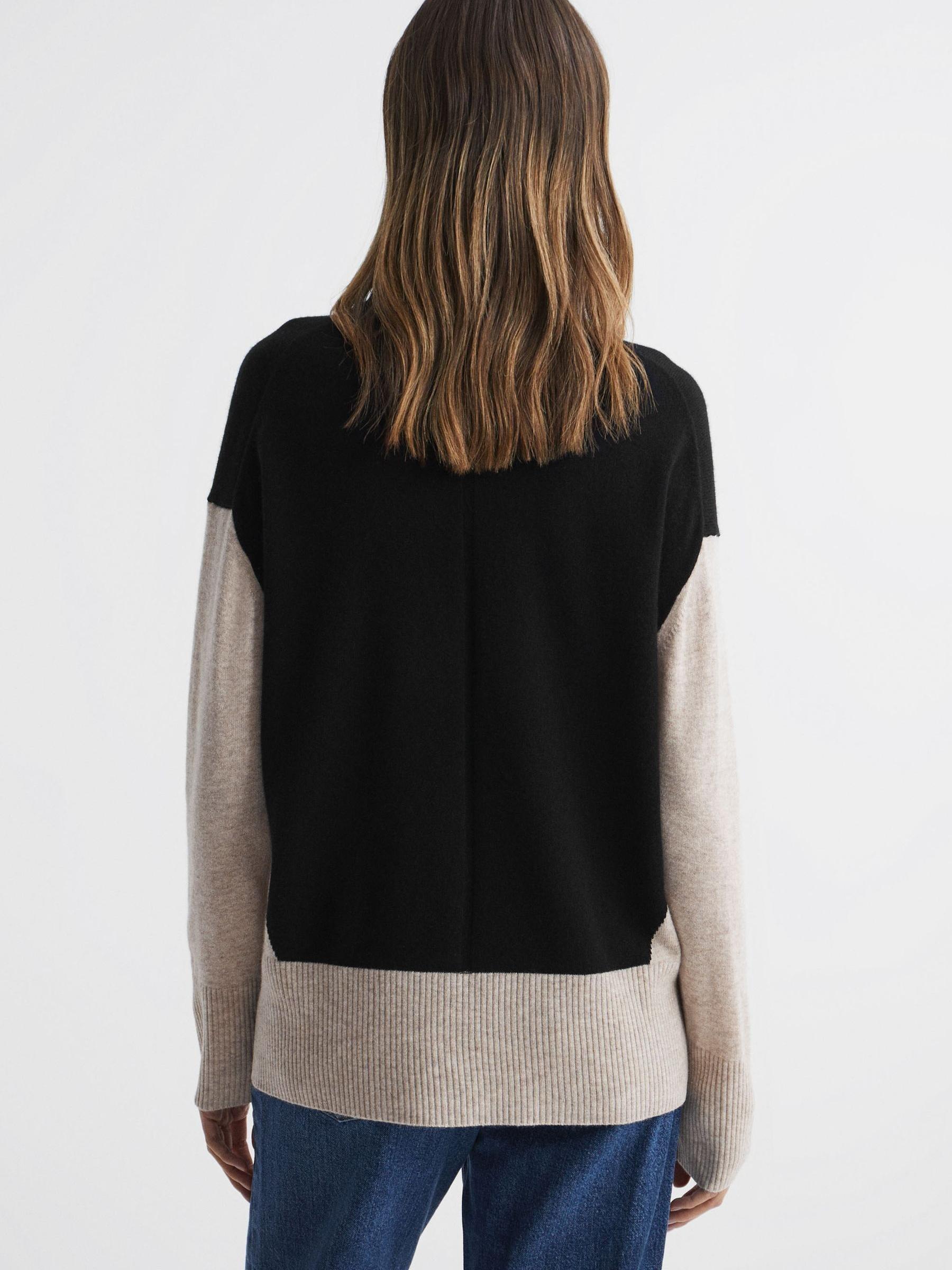 Wool Blend Roll Neck Jumper in Stone/Black - Image 5 of 5