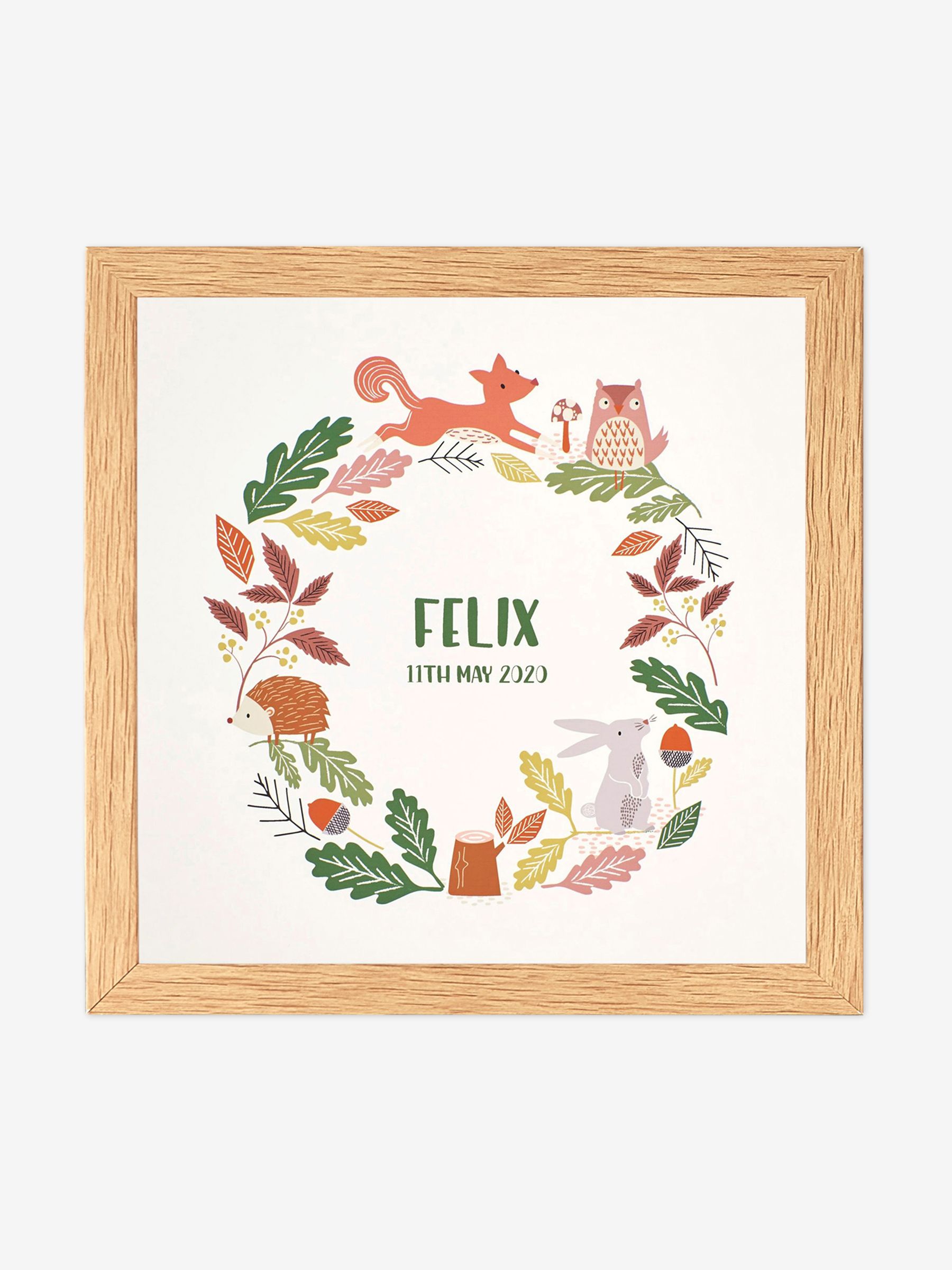 Oak Personalised & Framed Woodland Print - Image 1 of 1
