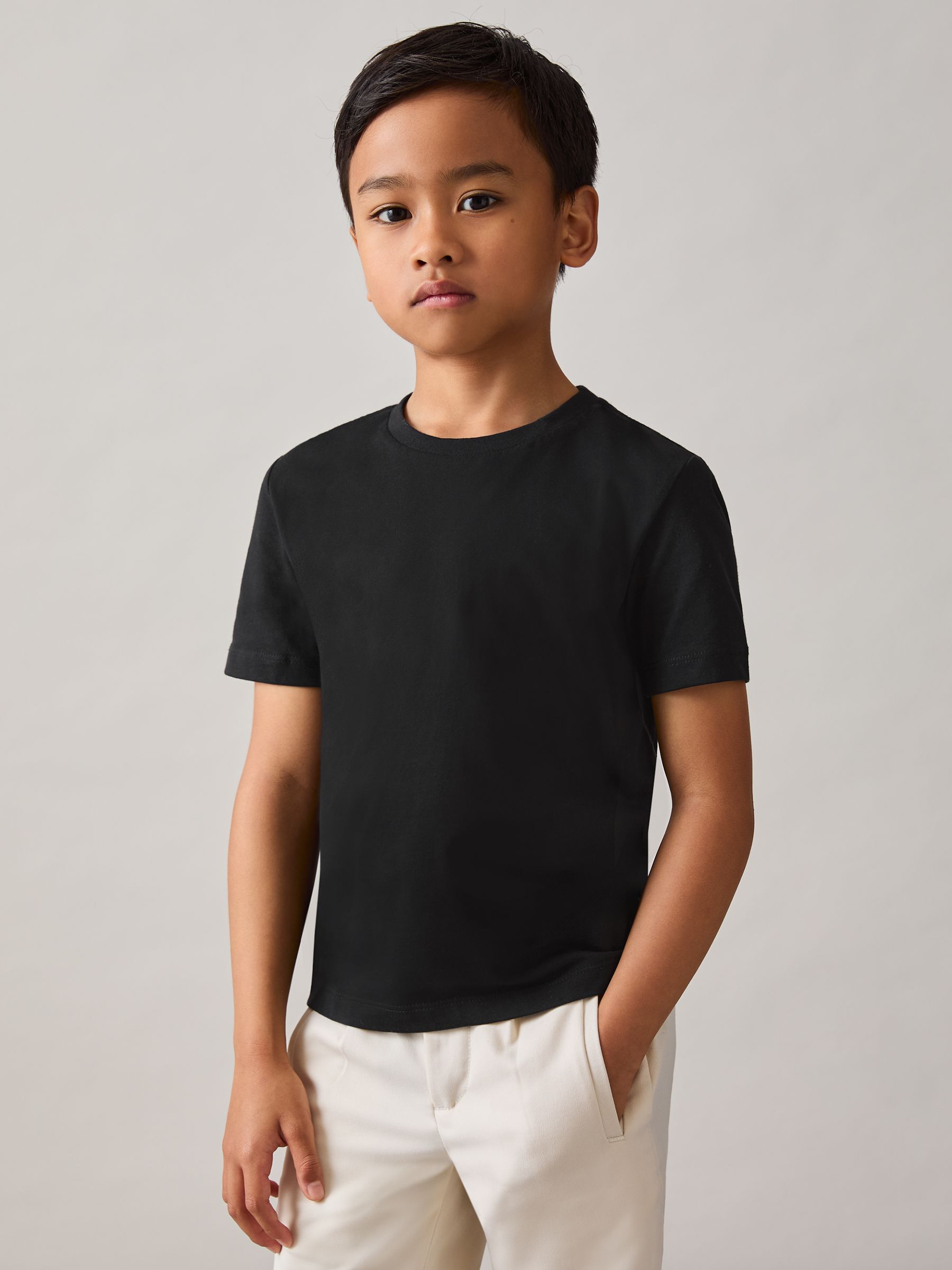 3-9 yrs Crew Neck T-Shirt in Black - Image 1 of 4