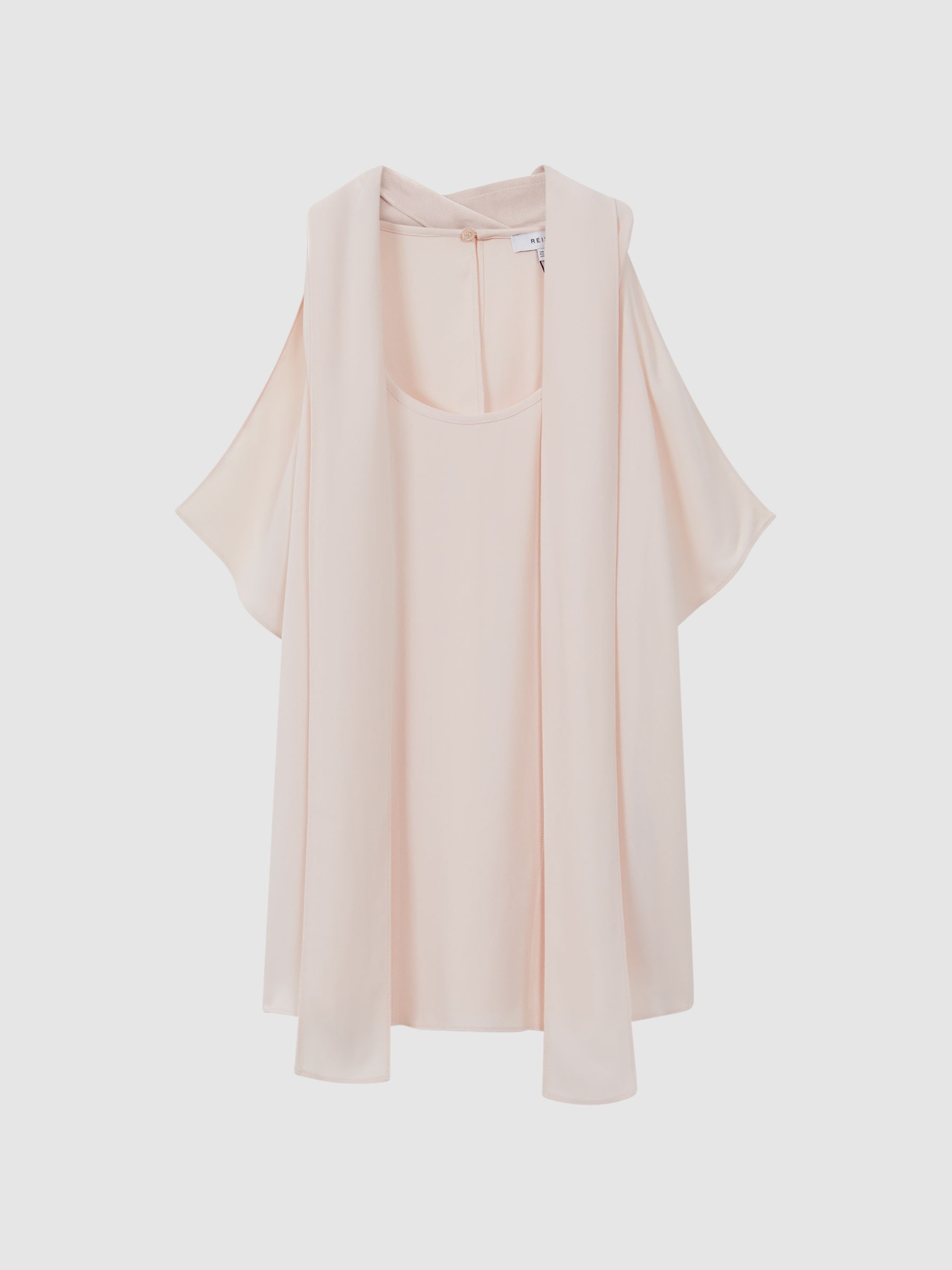 Tie Neck Draped Blouse in Nude - Image 2 of 5