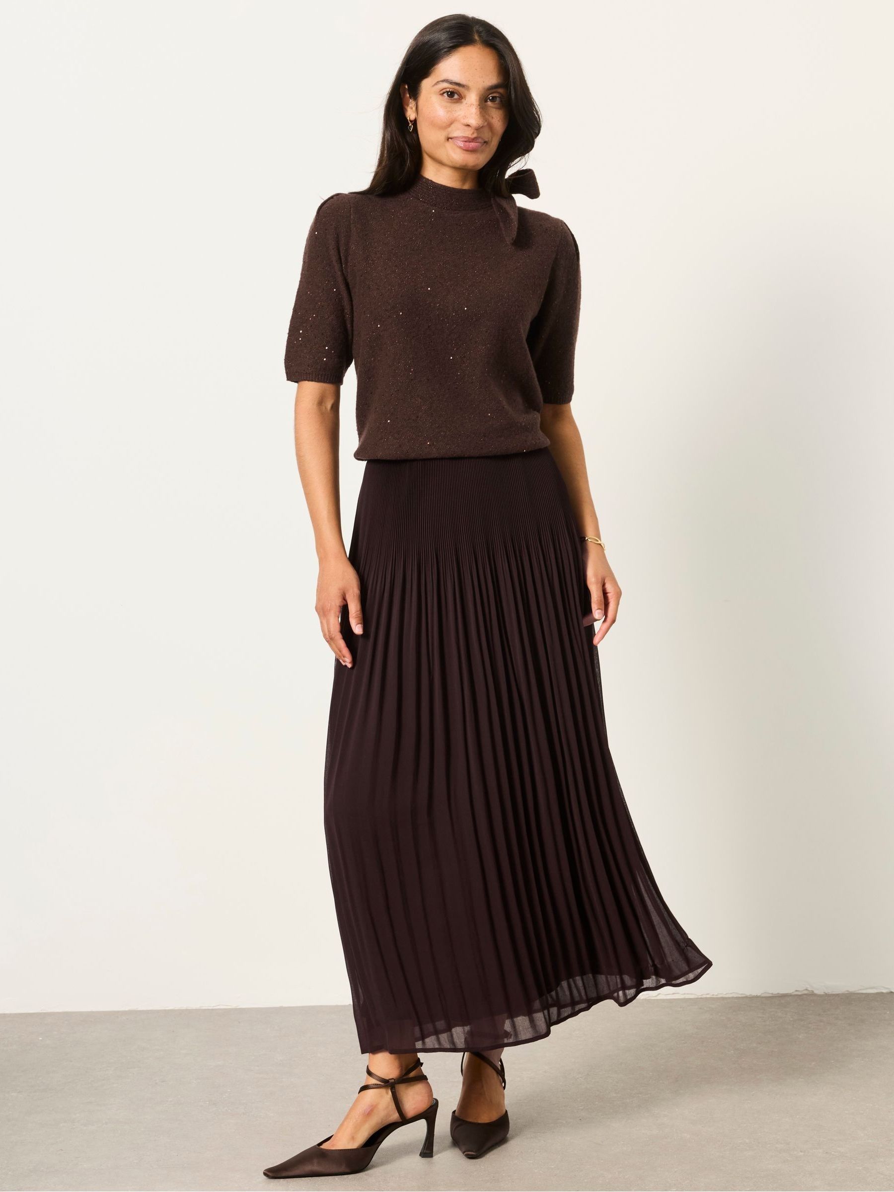 Jayla Chocolate Brown Maxi Skirt - Image 4 of 6