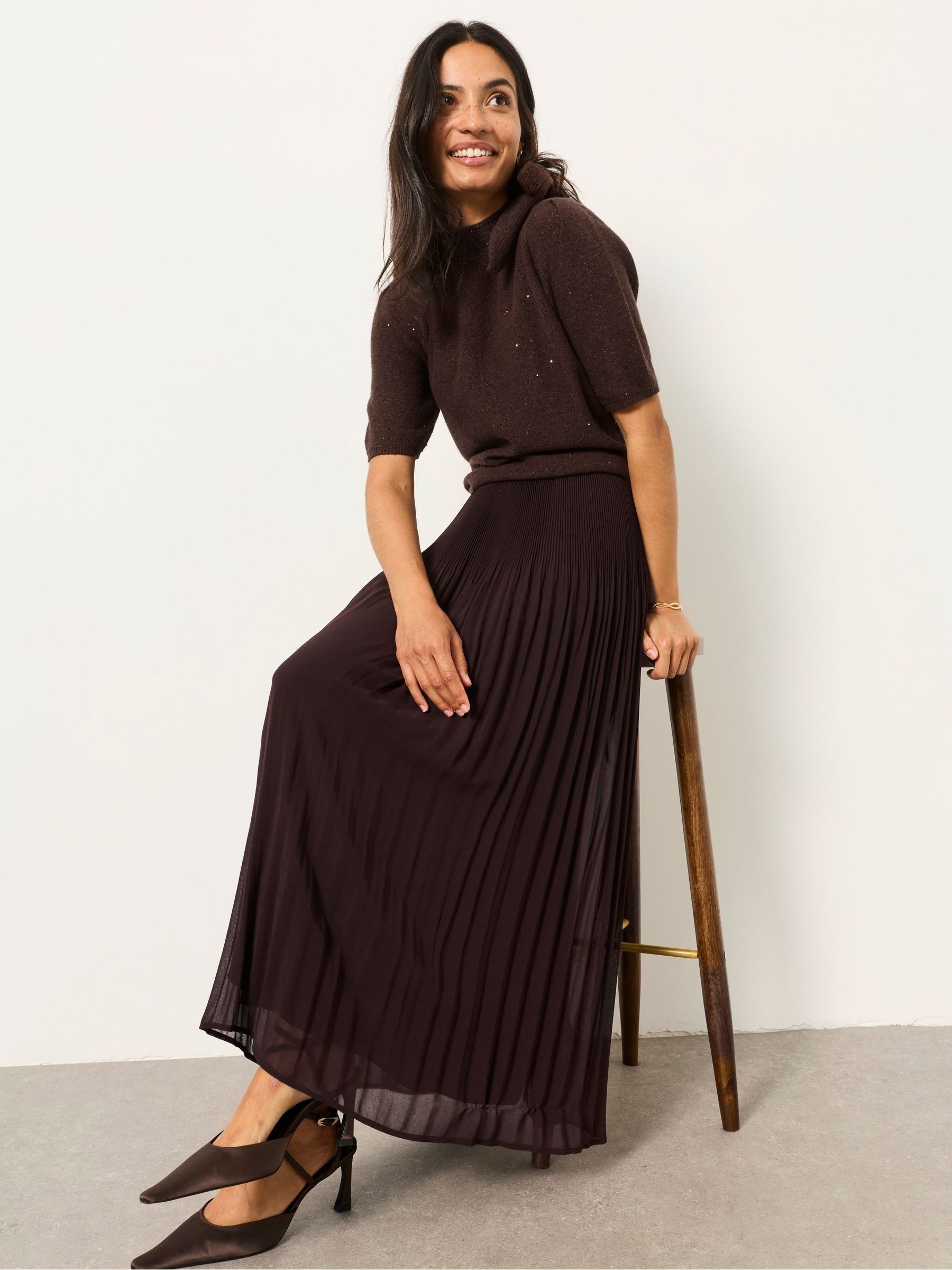 Jayla Chocolate Brown Maxi Skirt - Image 5 of 6