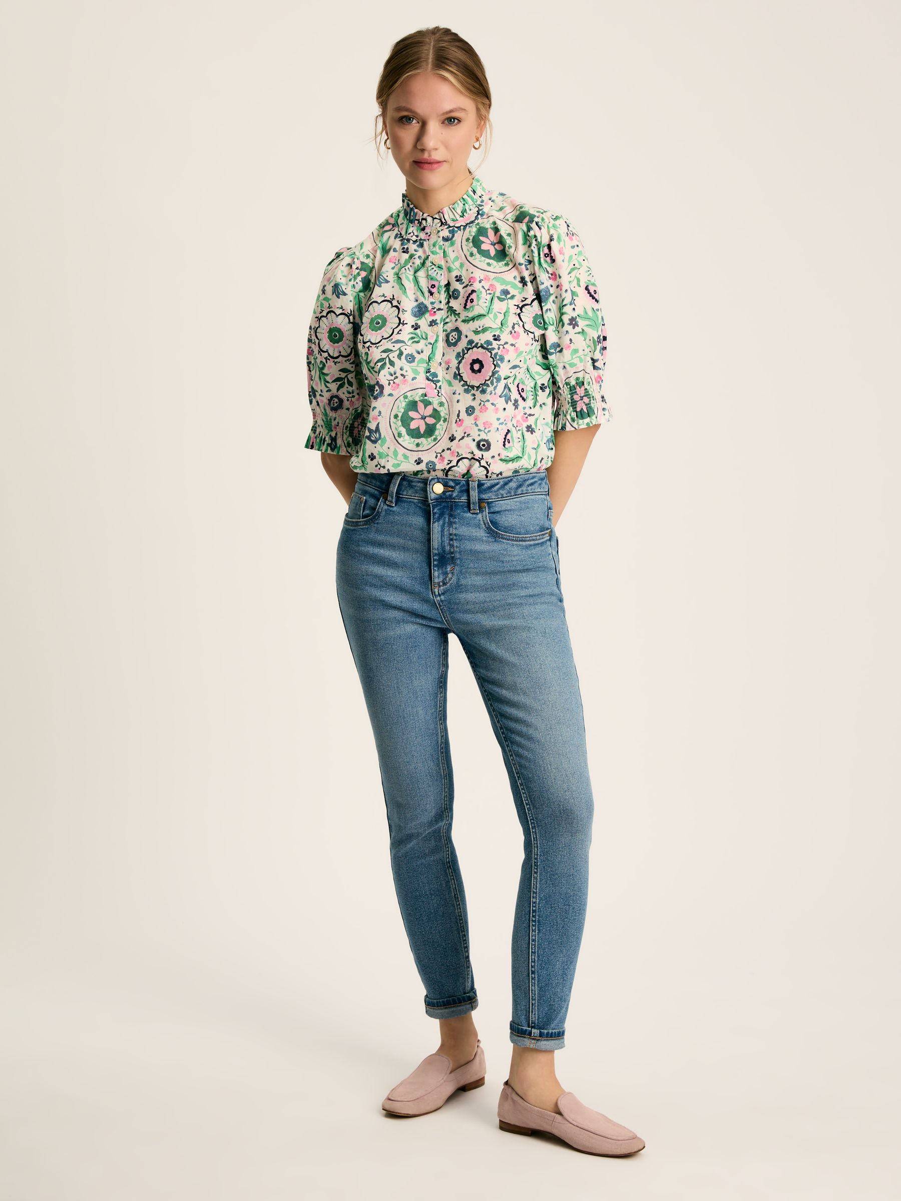 Elle Green/Pink Frill Blouse - Image 2 of 6