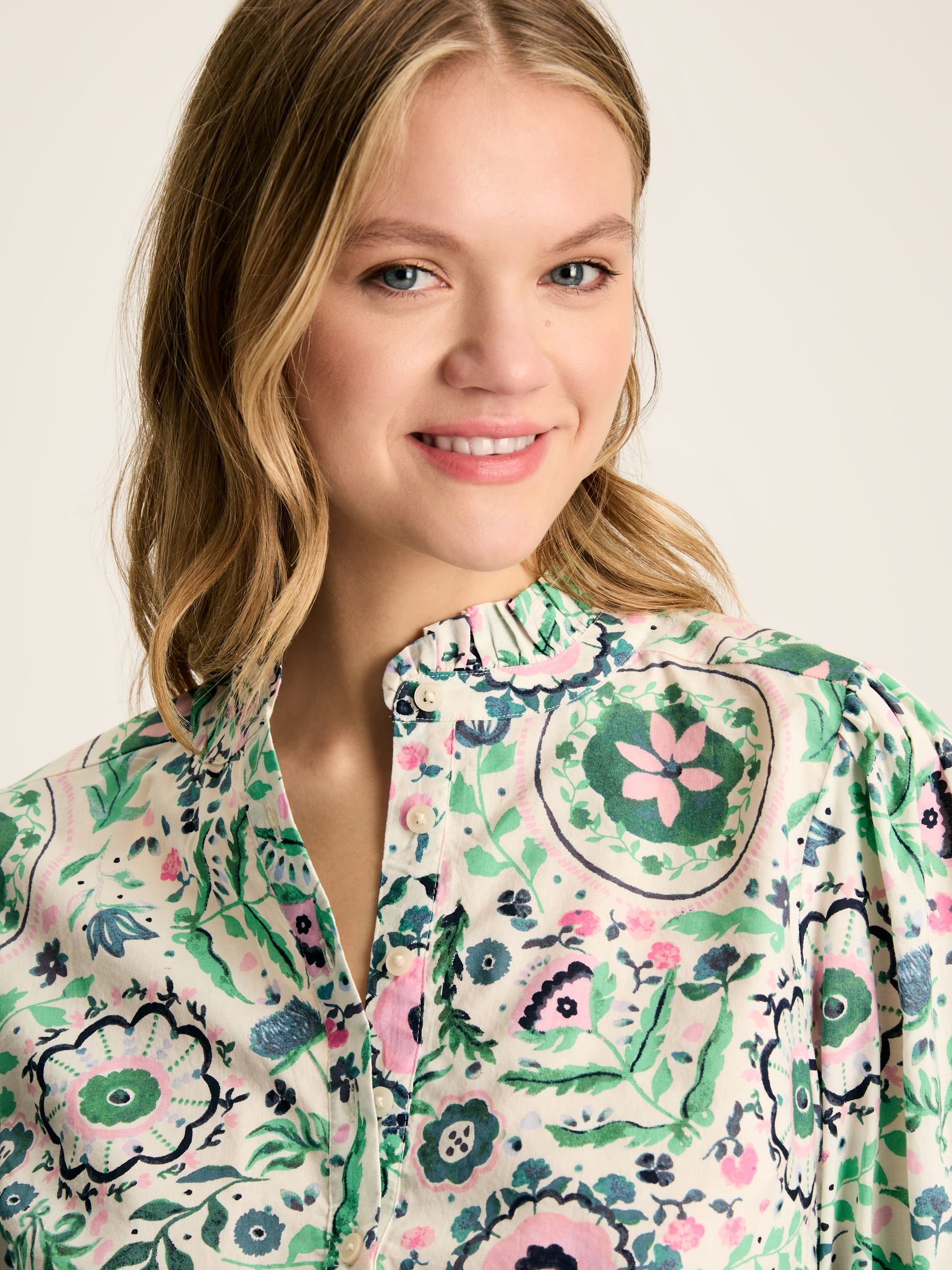 Elle Green/Pink Frill Blouse - Image 3 of 6