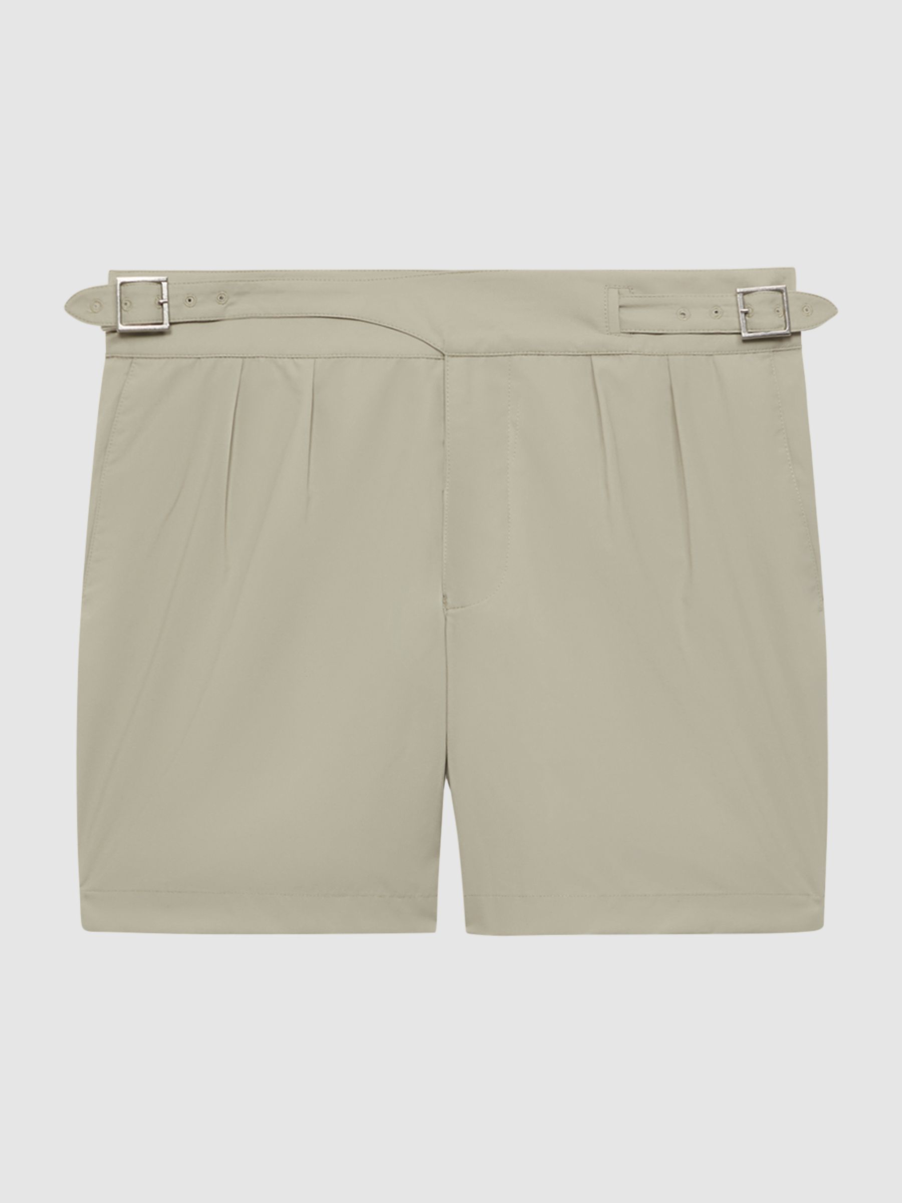 Hemingsworth Front Pleat Swim Shorts in Stone - Image 2 of 5