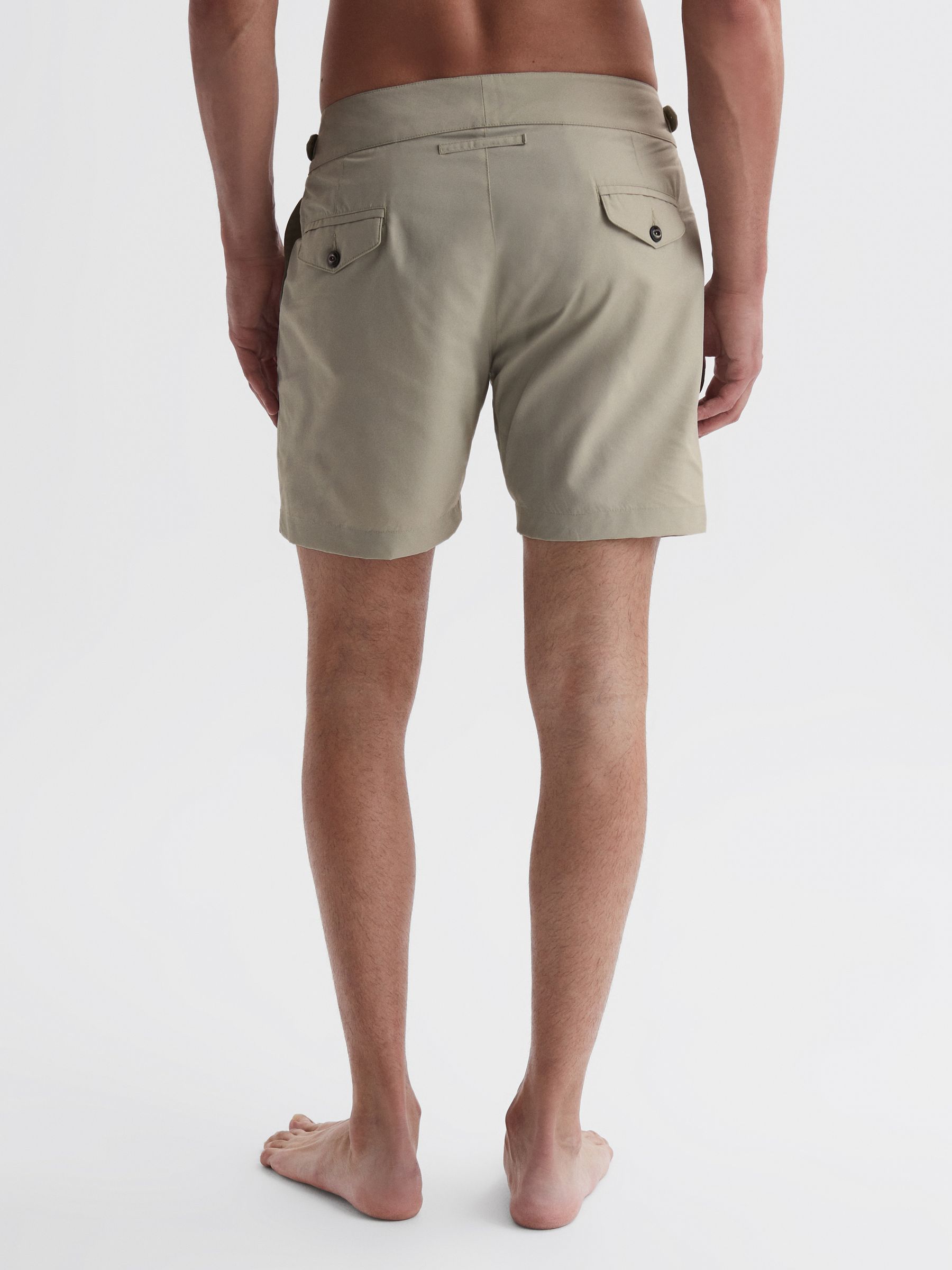 Hemingsworth Front Pleat Swim Shorts in Stone - Image 4 of 5