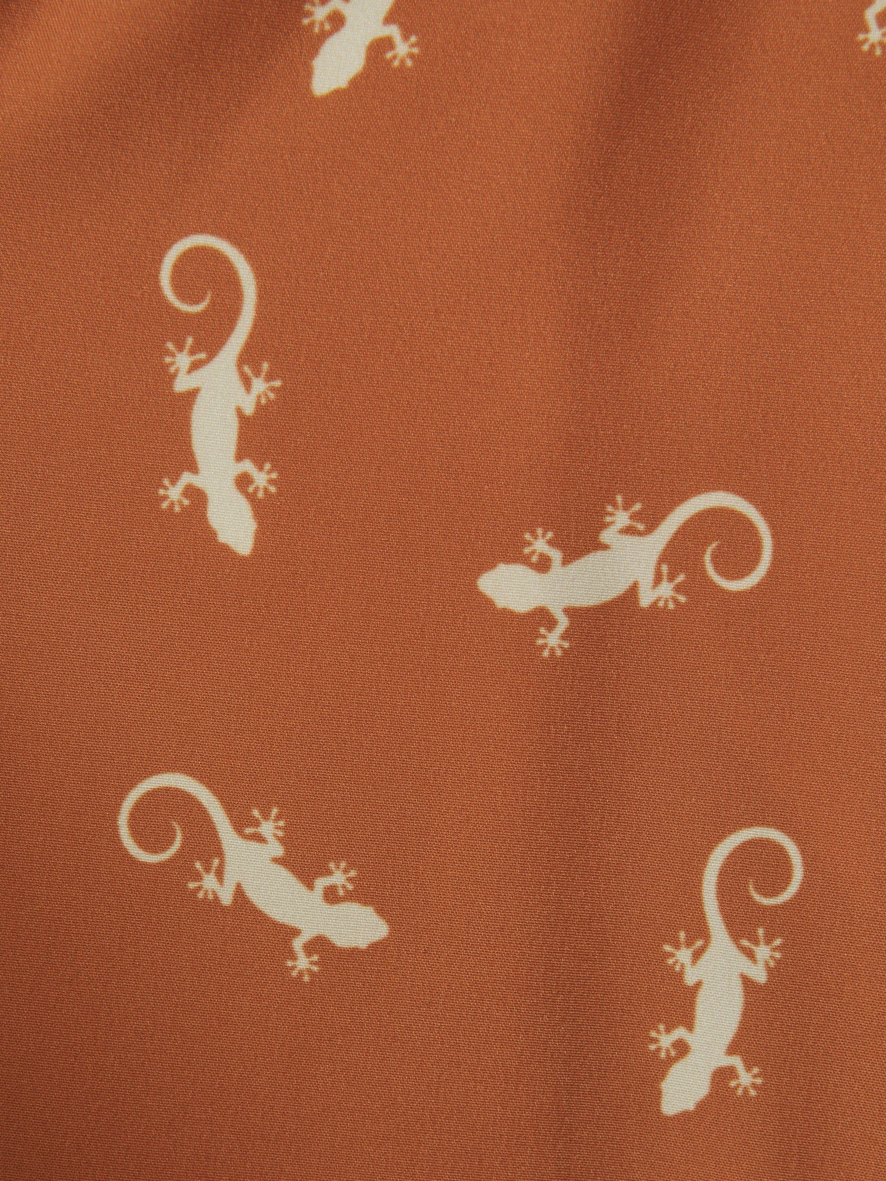 Junior Reptile Print Drawstring Swim Shorts in Orange/White - Image 4 of 4