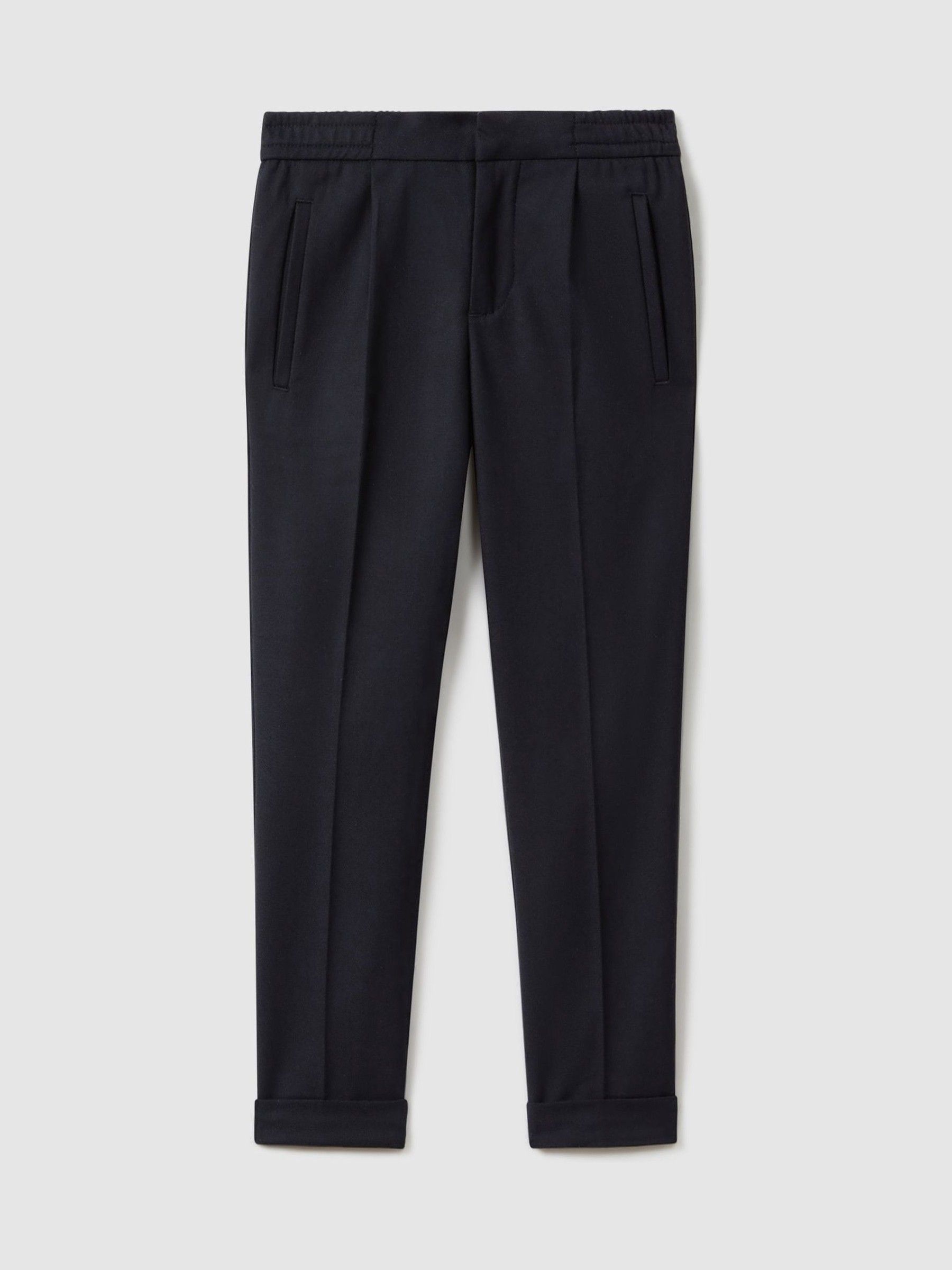 13-14 yrs Relaxed Elasticated Trousers with Turn-Ups in Navy - Image 1 of 4
