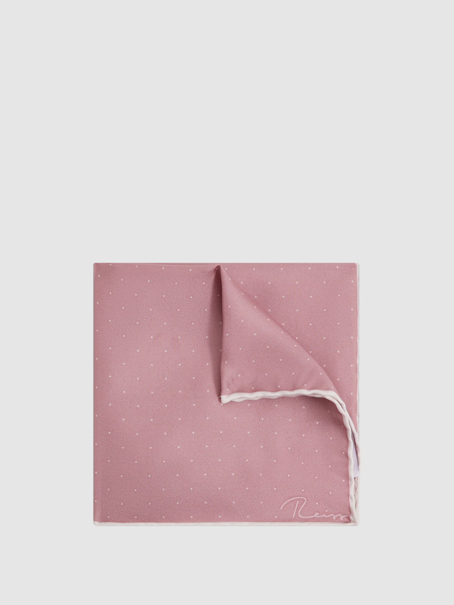 Polka Dot Silk Pocket Square in Pink - Image 1 of 5