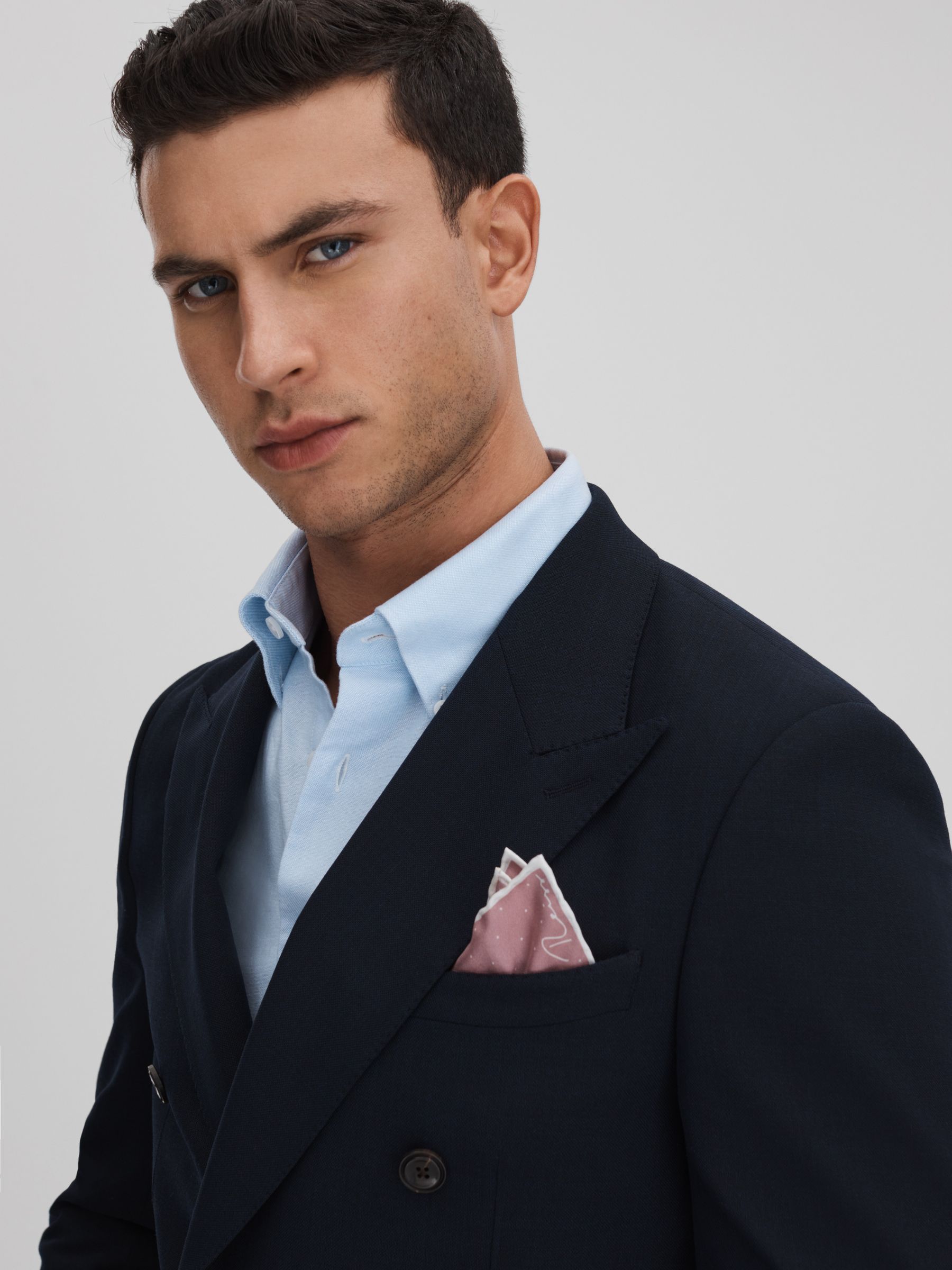 Polka Dot Silk Pocket Square in Pink - Image 2 of 5