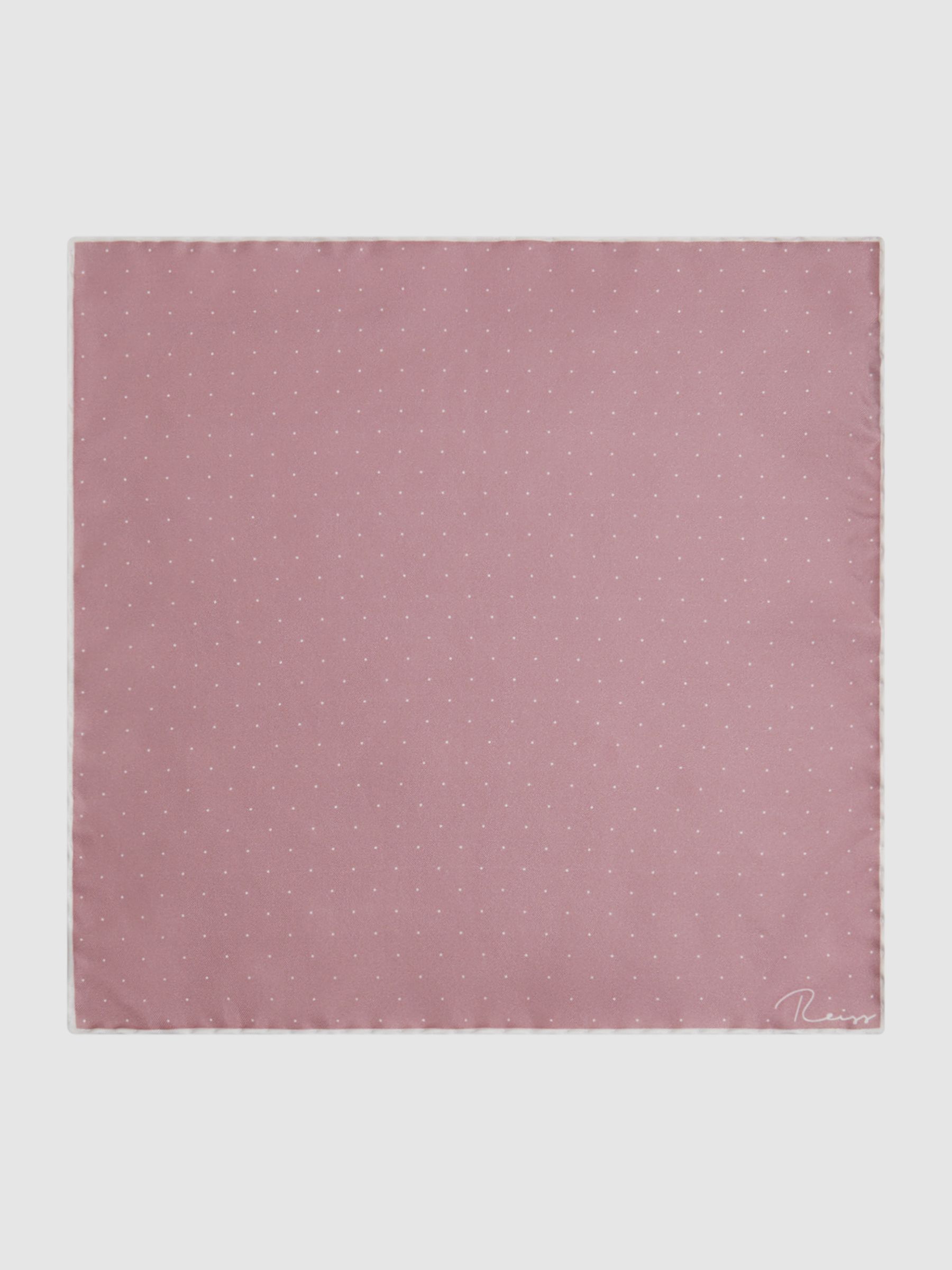 Polka Dot Silk Pocket Square in Pink - Image 3 of 5
