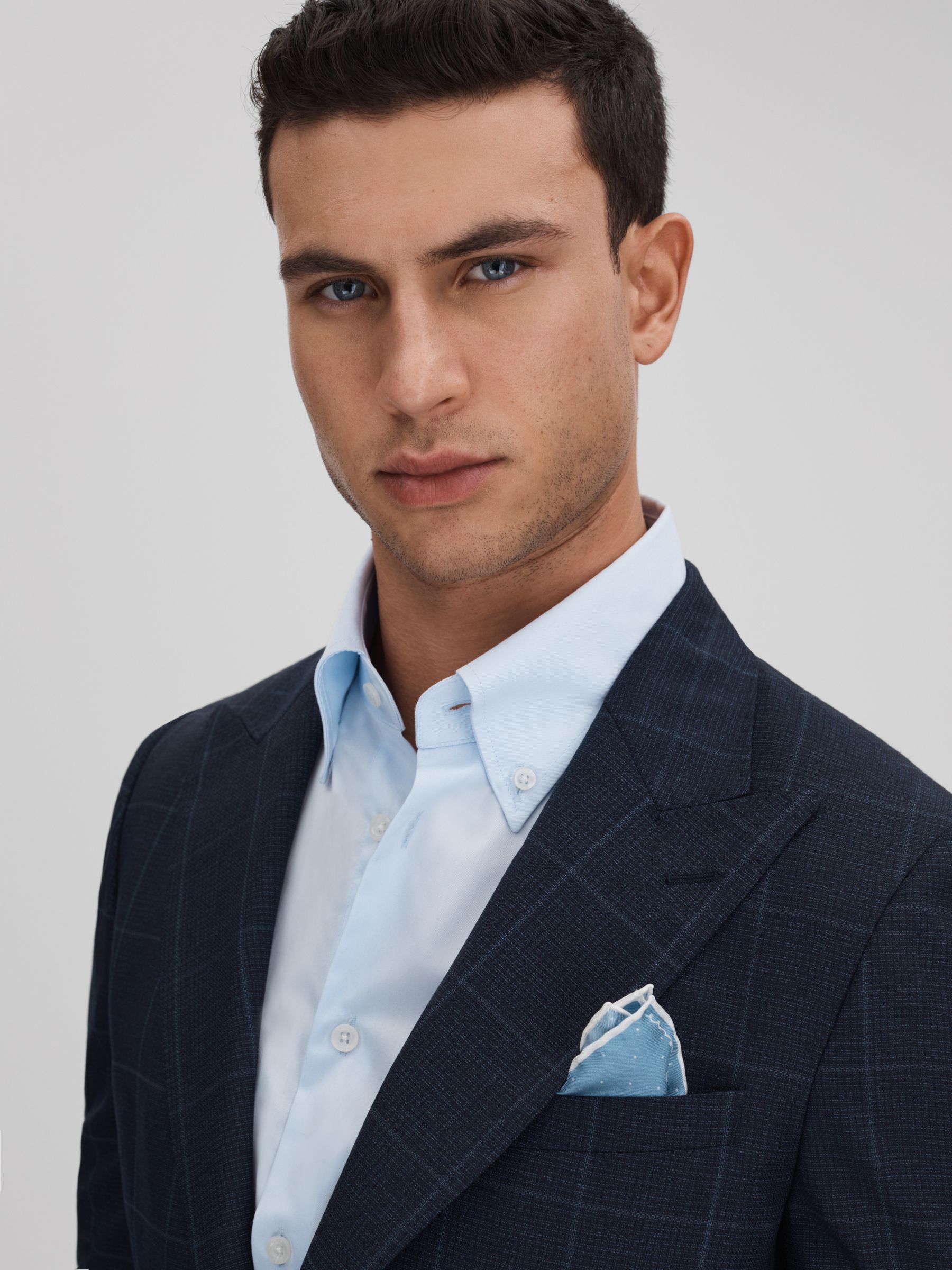 Polka Dot Silk Pocket Square in Blue - Image 2 of 5
