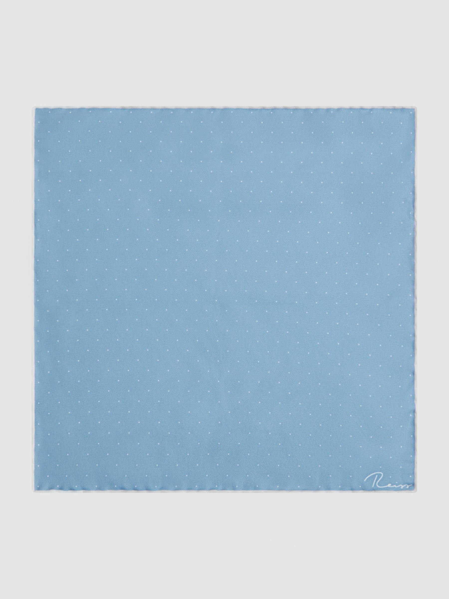 Polka Dot Silk Pocket Square in Blue - Image 3 of 5