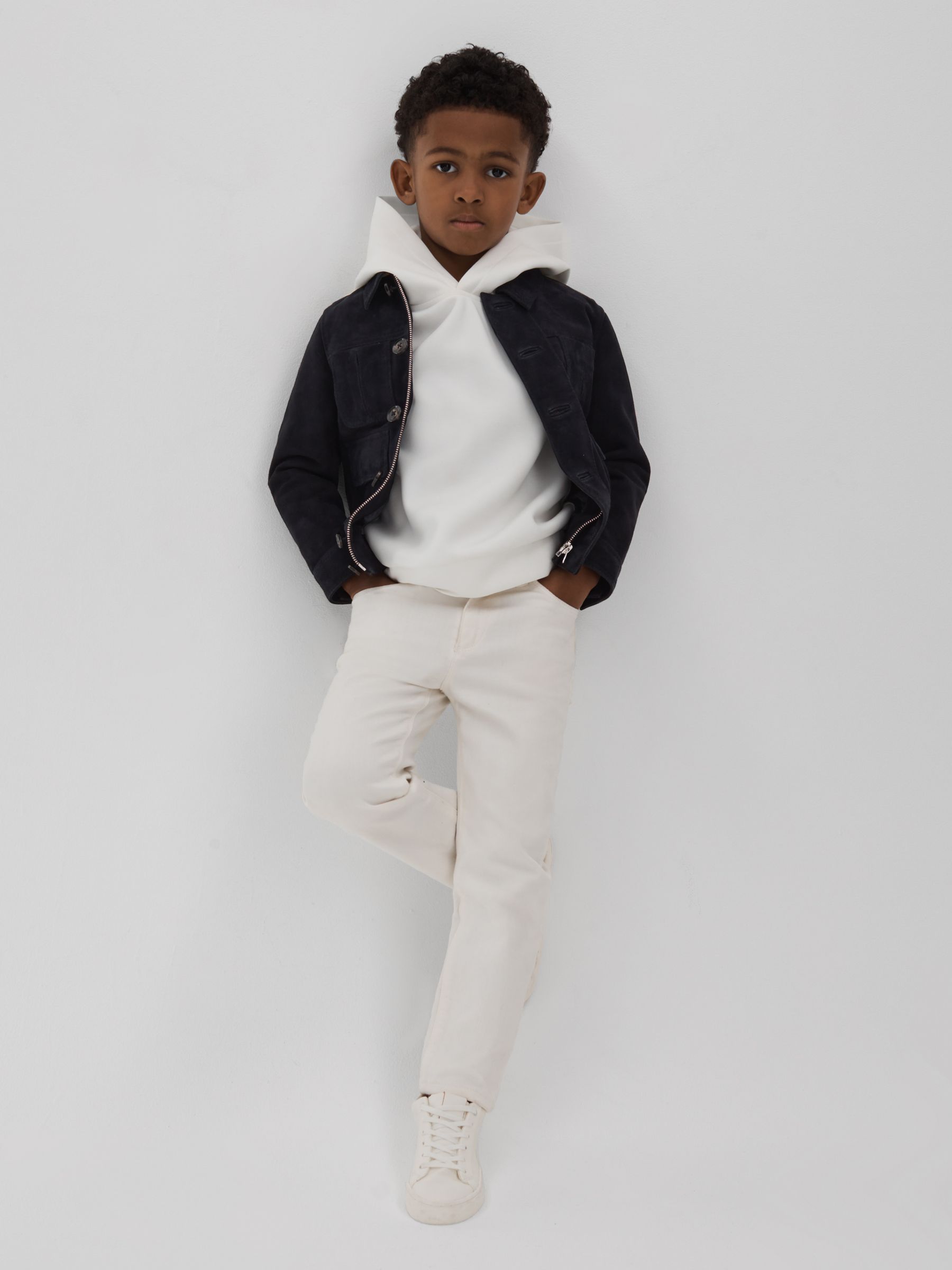 9-13 yrs Suede Front Pocket Jacket in Navy - Image 3 of 5