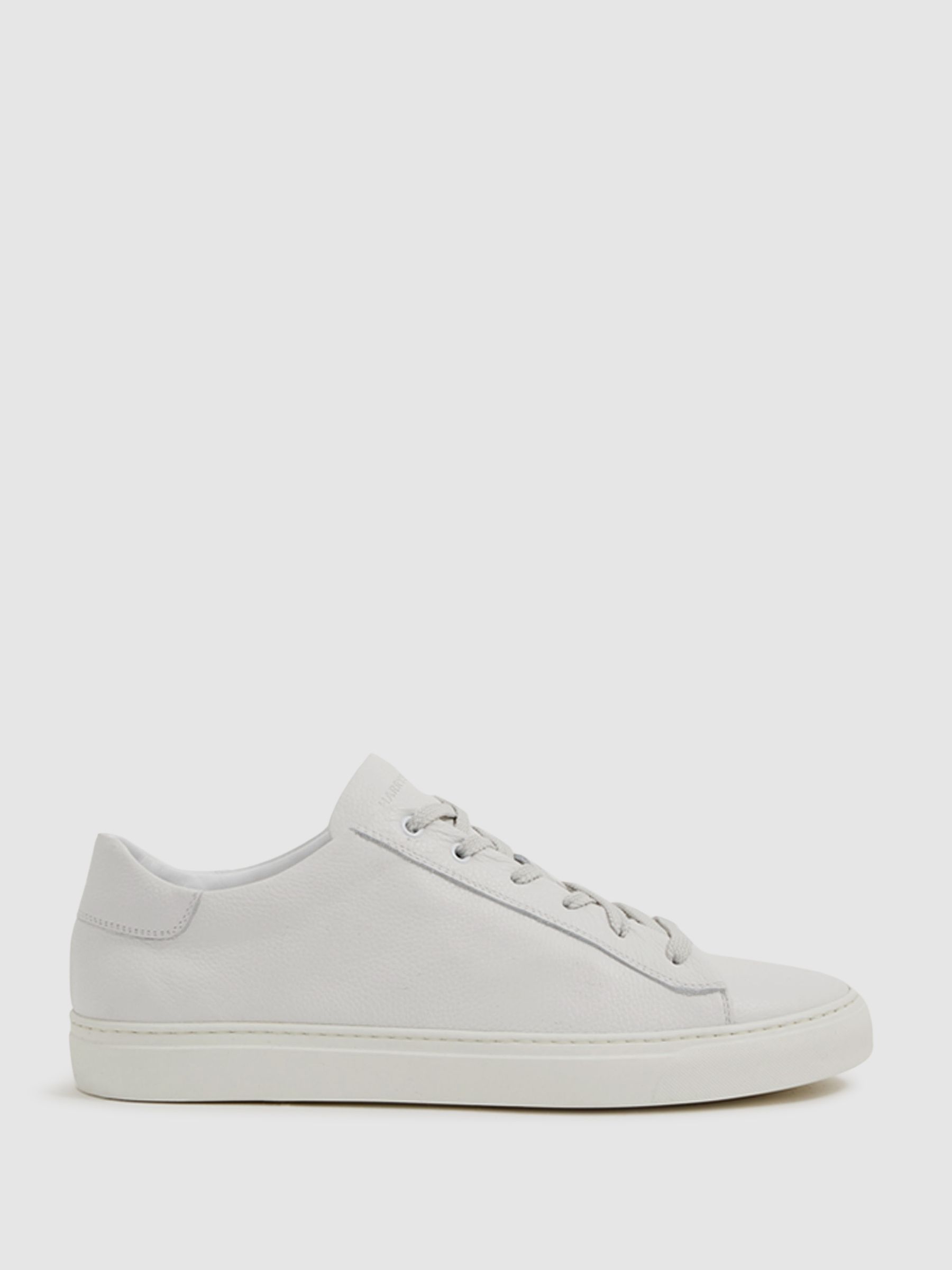 Harrys of London Grained Leather Trainers in White - Image 1 of 5