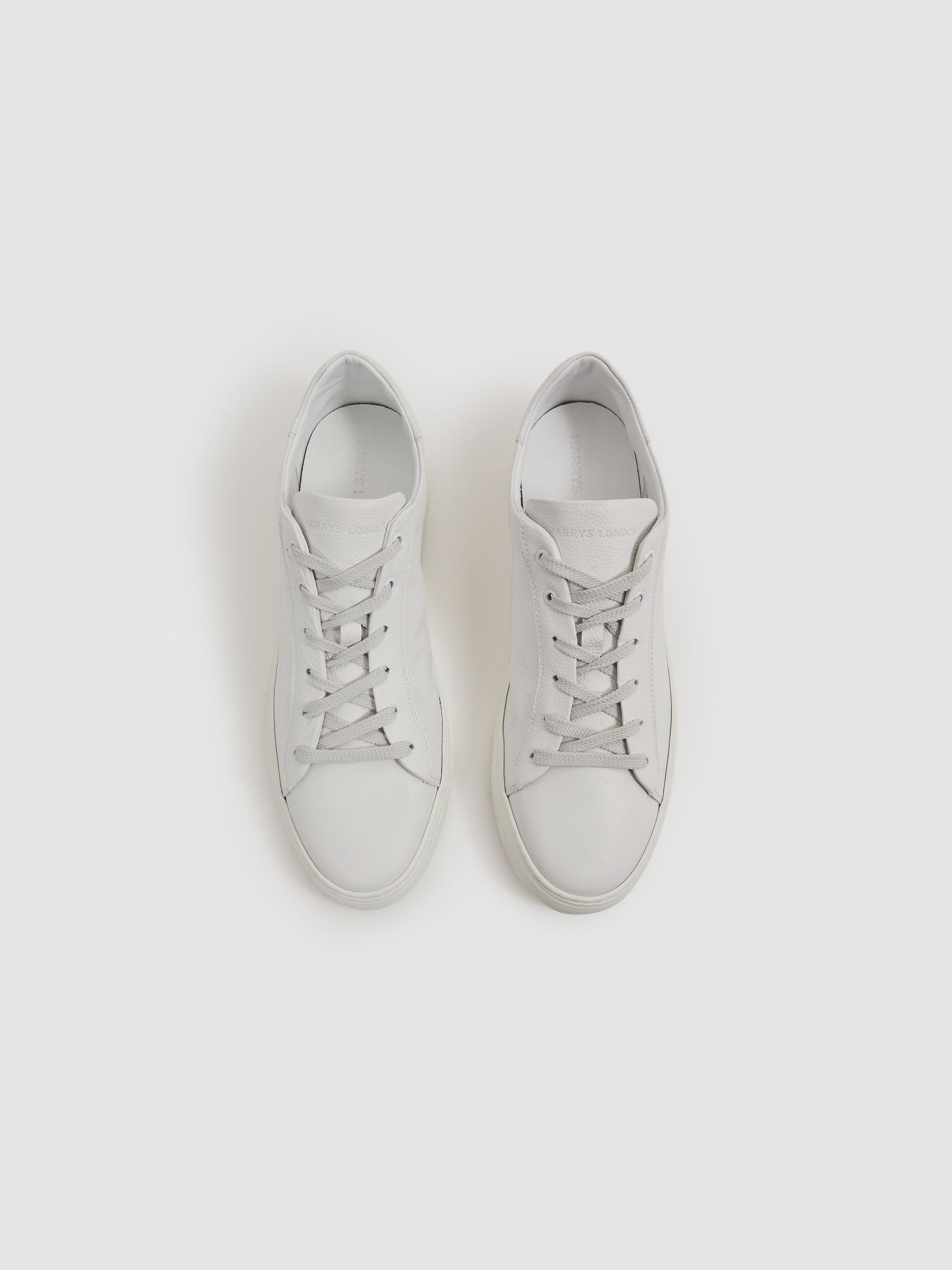 Harrys of London Grained Leather Trainers in White - Image 3 of 5