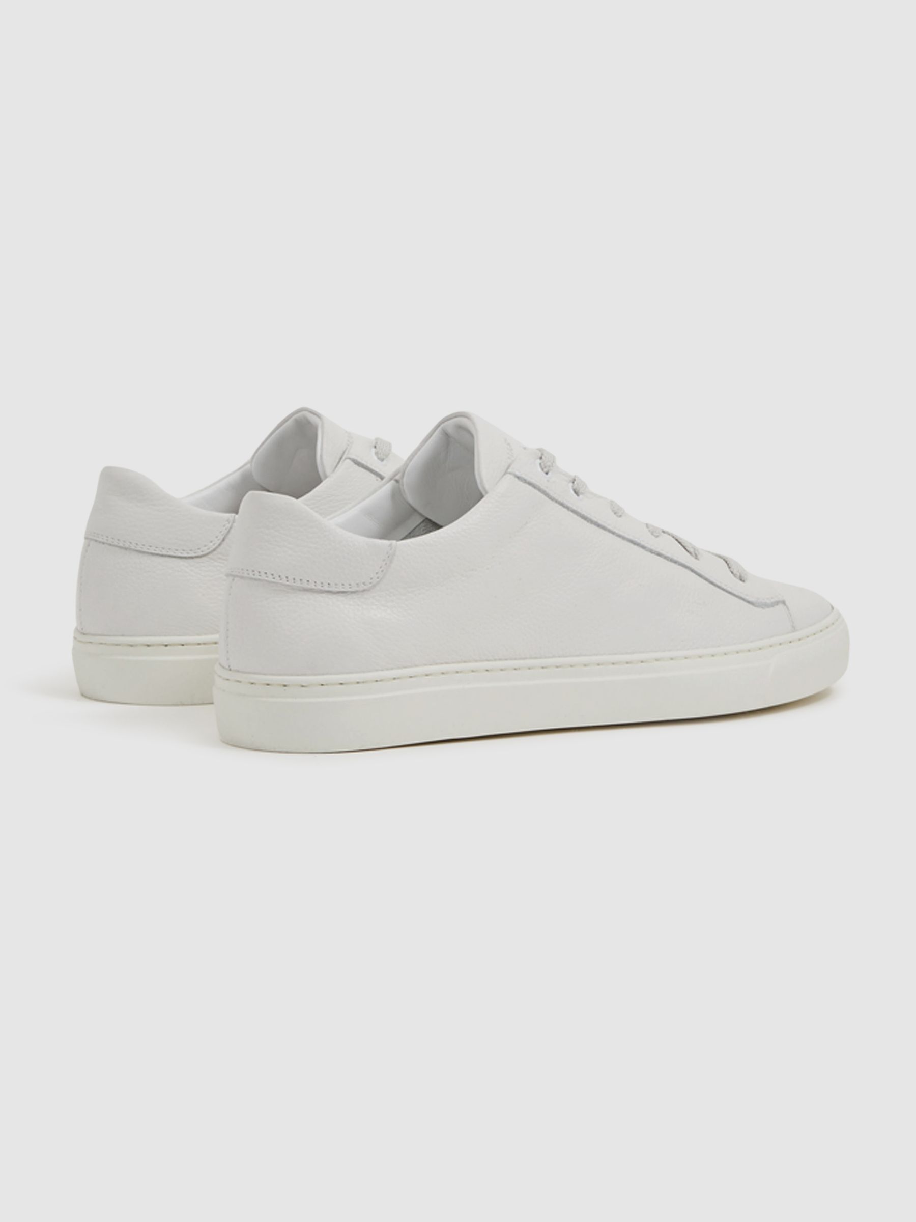 Harrys of London Grained Leather Trainers in White - Image 4 of 5
