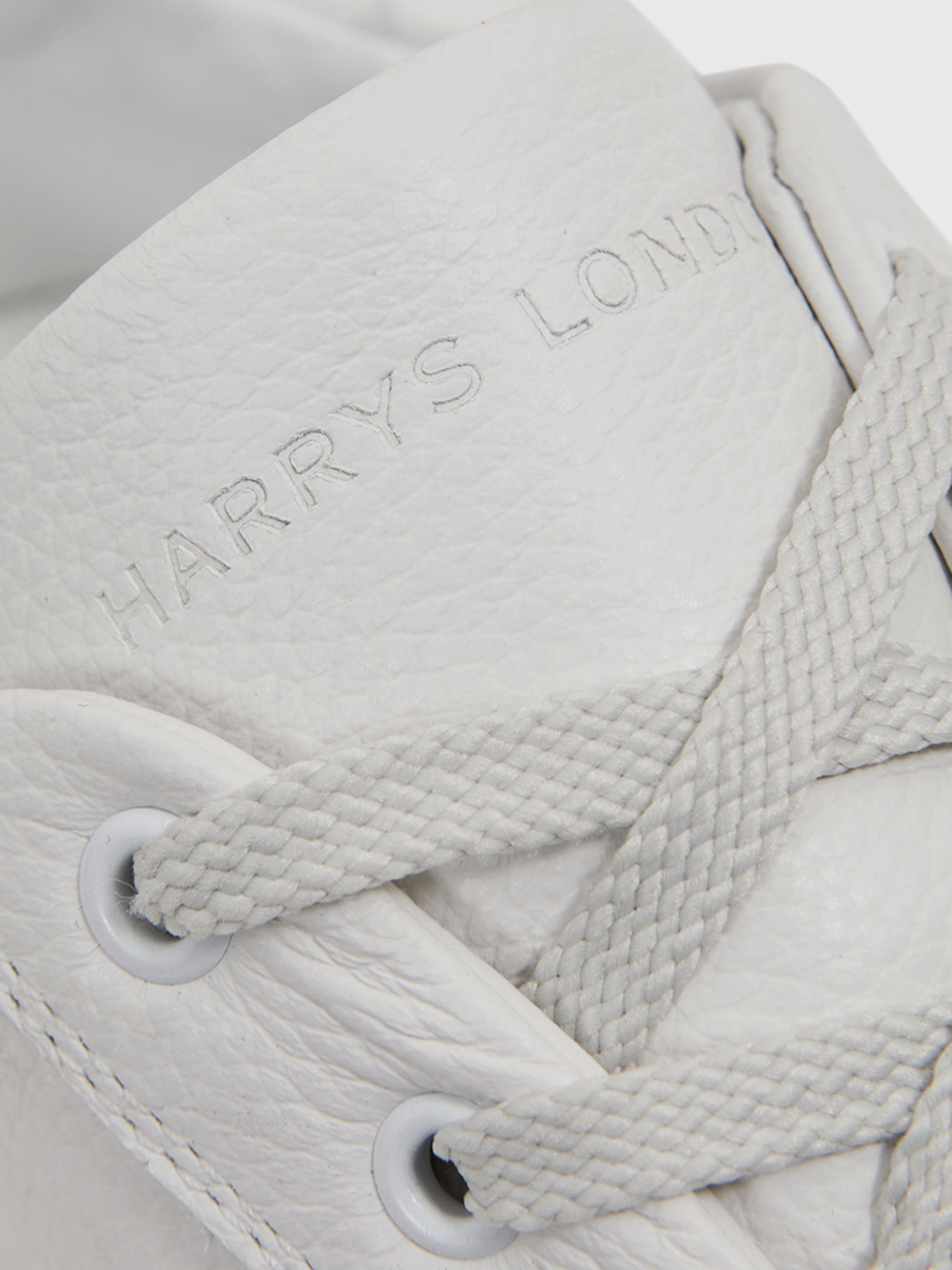 Harrys of London Grained Leather Trainers in White - Image 5 of 5