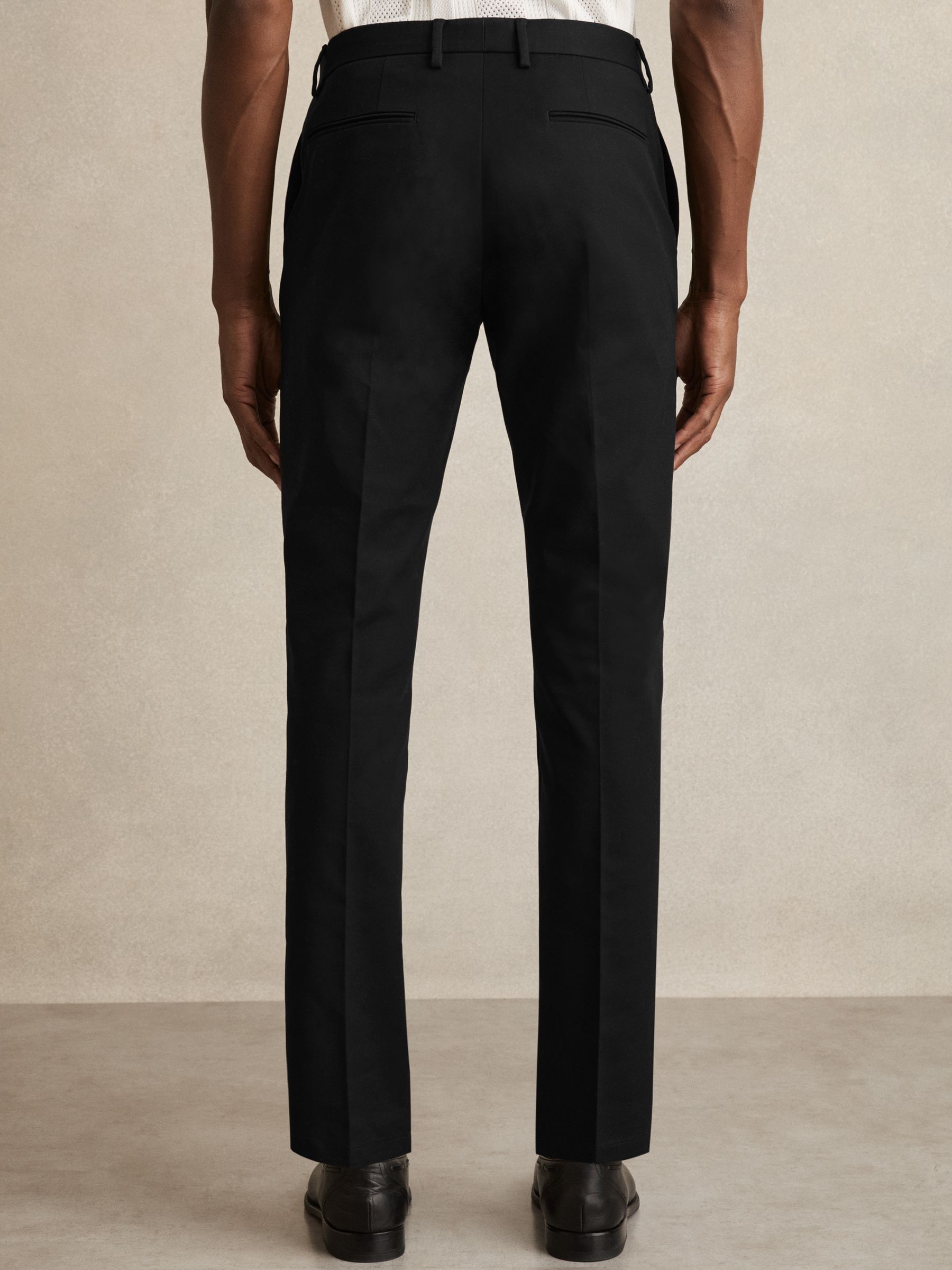 Slim Fit Cotton Blend Chinos in Black - Image 5 of 8