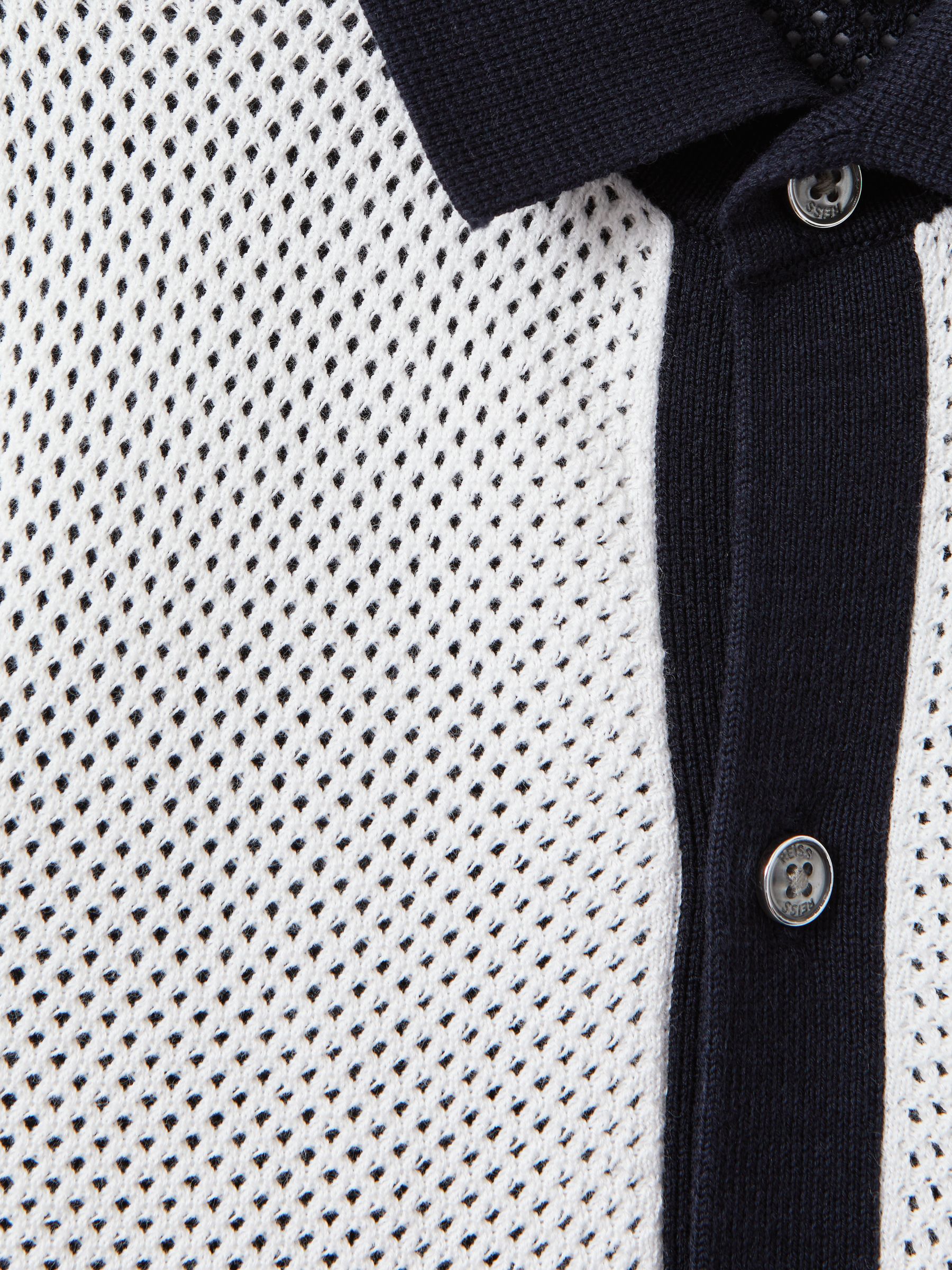 9-13 yrs Cotton Blend Open Stitch Shirt in Navy/Optic White - Image 4 of 4