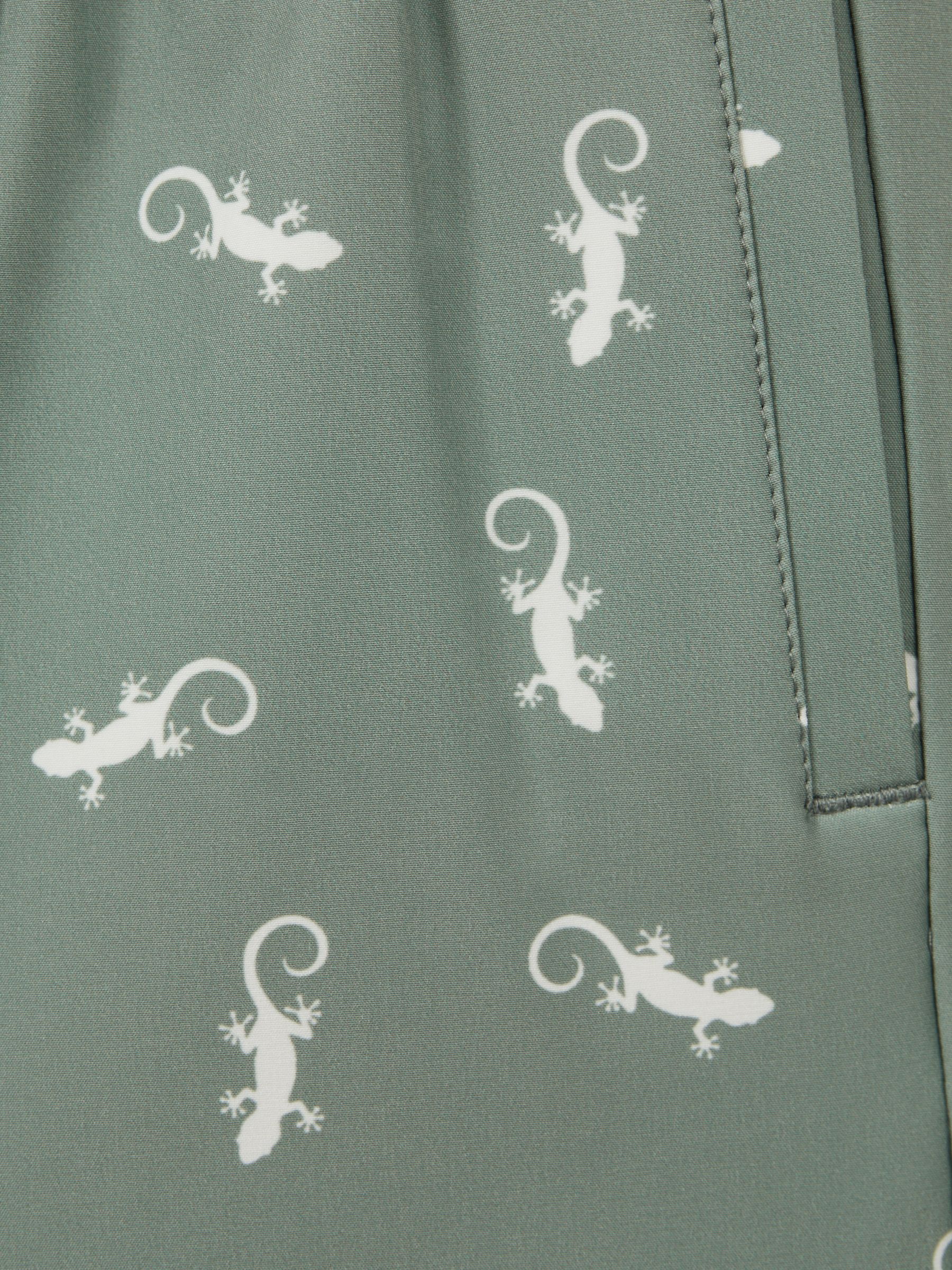 Junior Reptile Print Drawstring Swim Shorts in Sage/White - Image 4 of 4