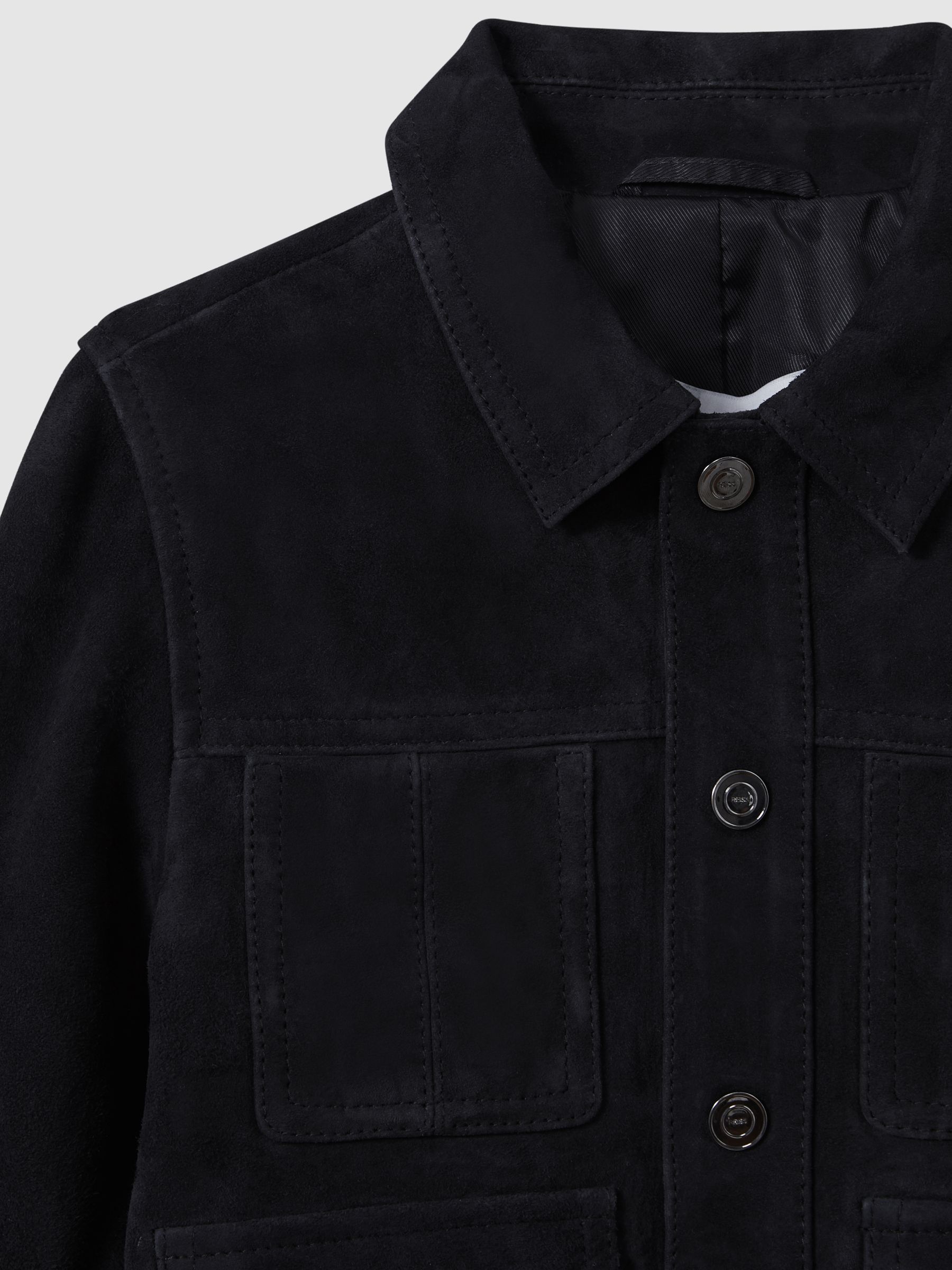 3-9 yrs Suede Front Pocket Jacket in Navy - Image 4 of 5