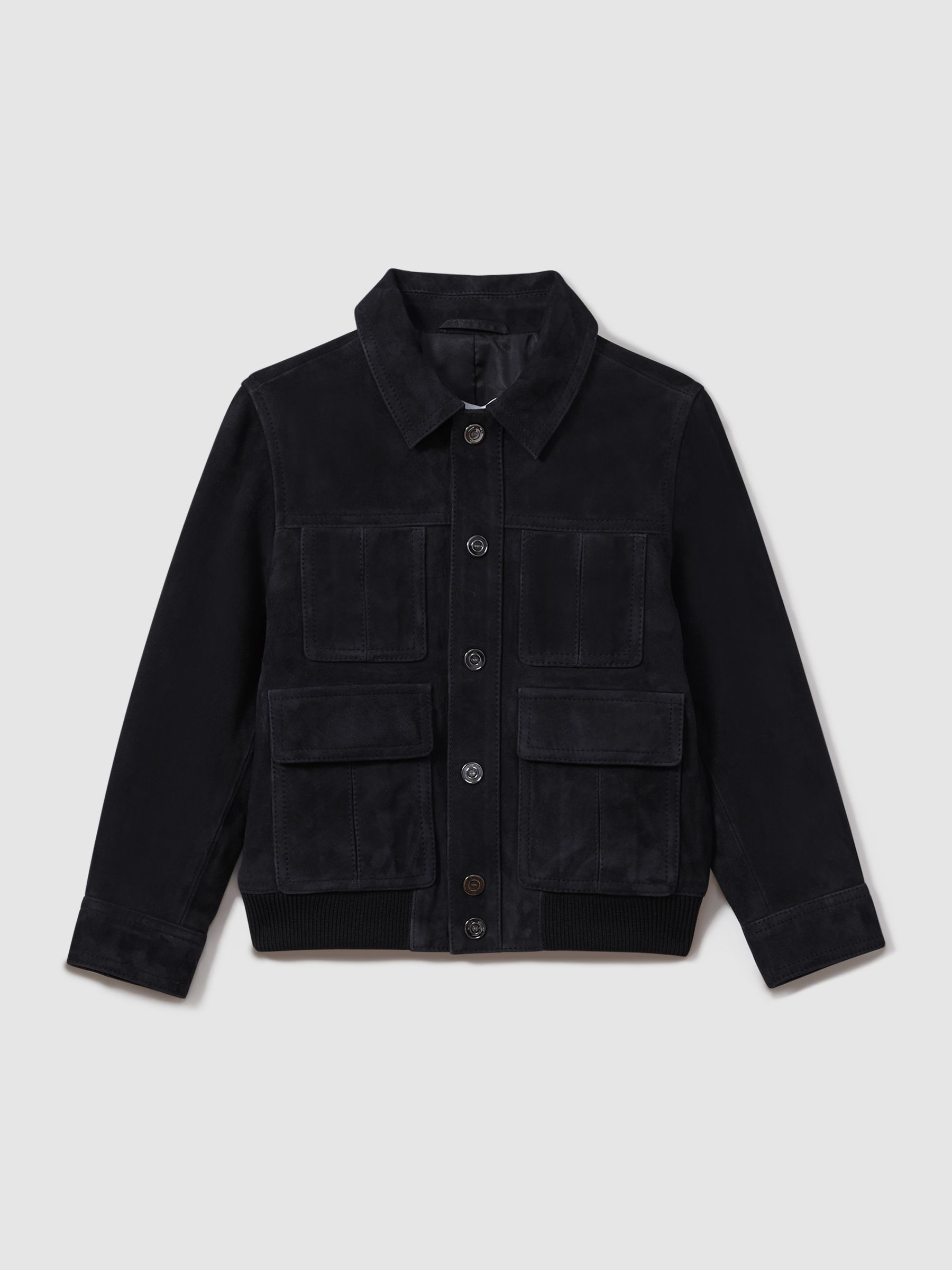 13-14 yrs Suede Front Pocket Jacket in Navy - Image 1 of 5