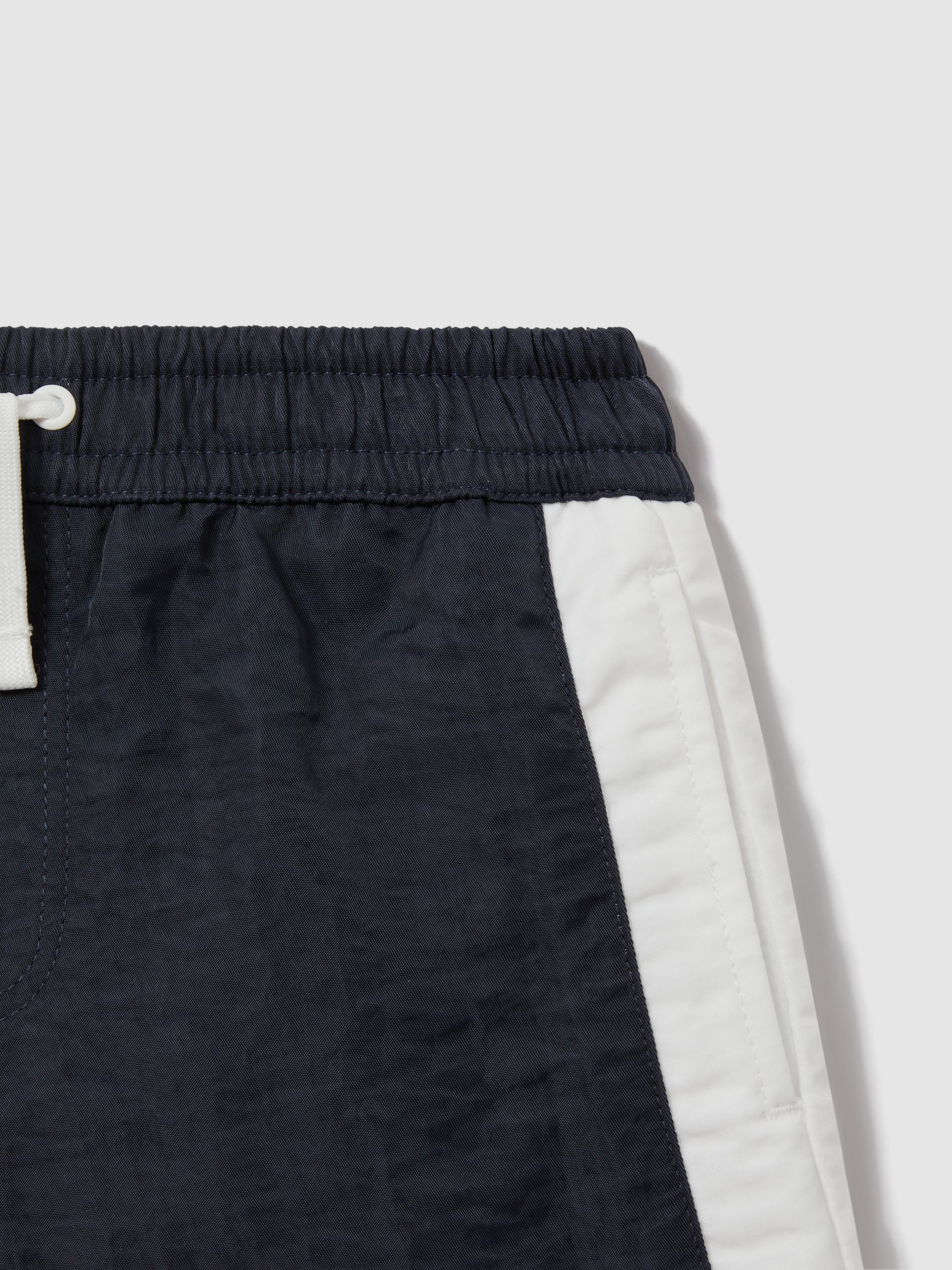 Teen Contrast Drawstring Swim Shorts in Navy/Ecru - Image 3 of 3