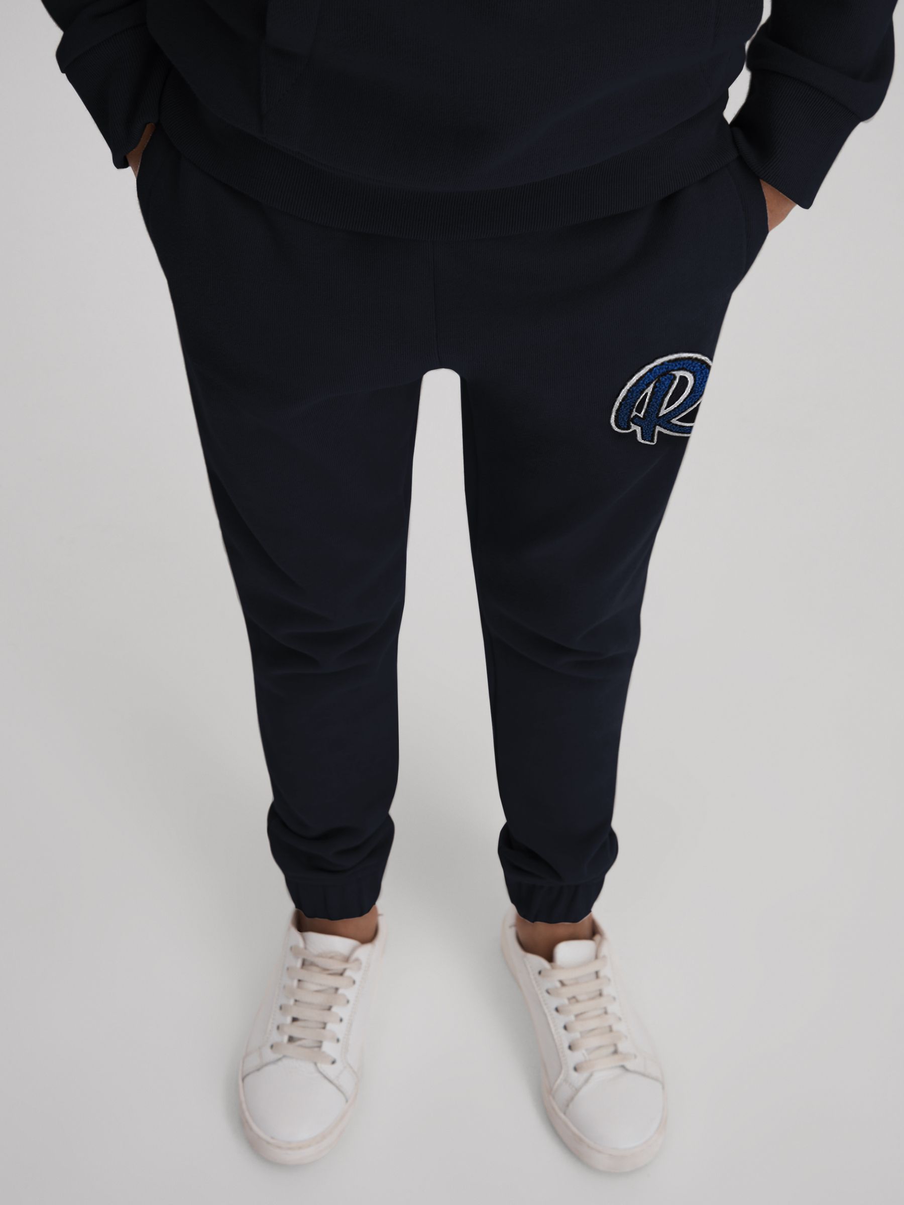 3-9 yrs Elasticated Waist Motif Joggers in Navy - Image 1 of 4