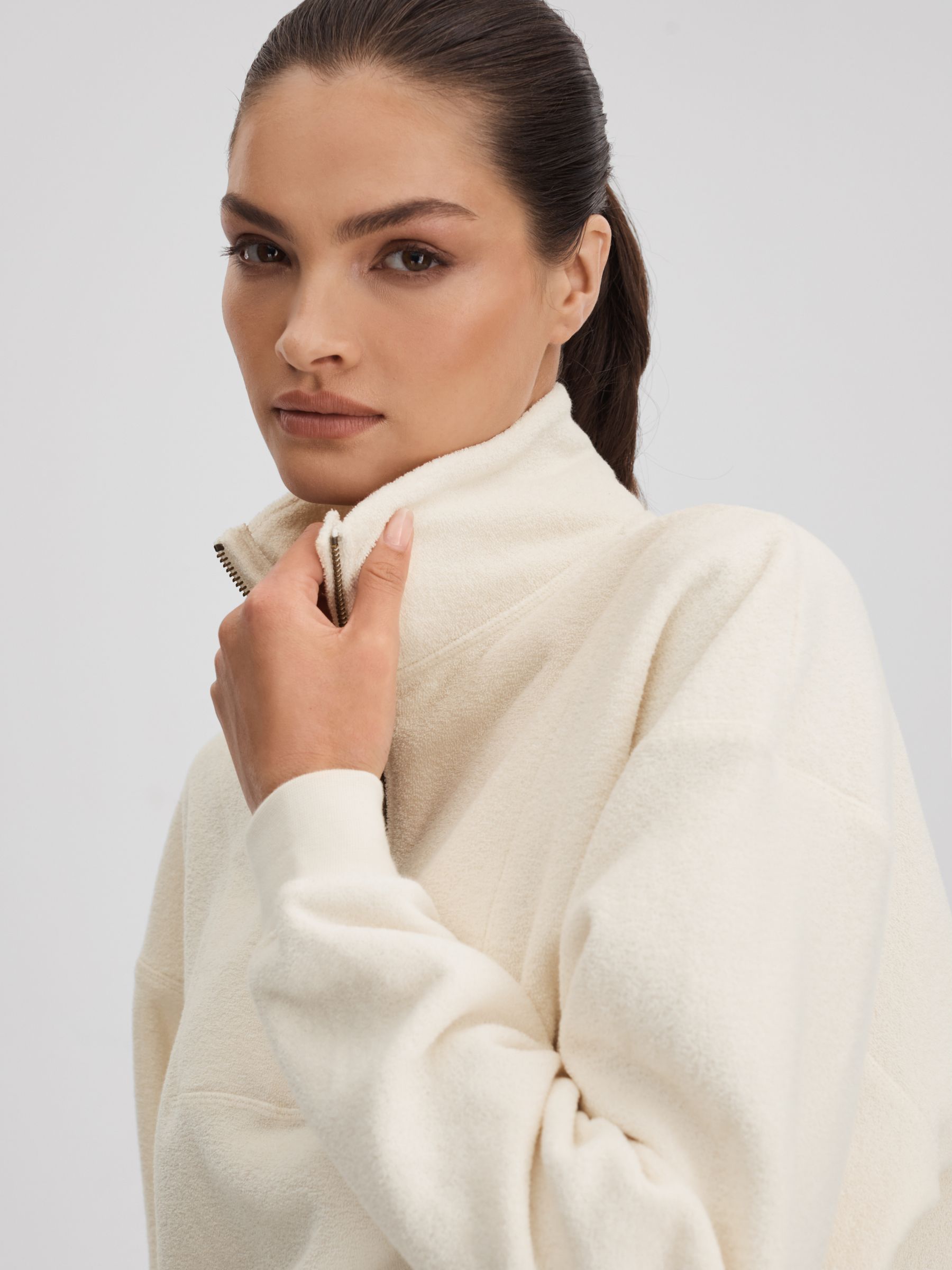 The Upside Half-Zip Funnel Neck Jumper in Natural - Image 4 of 6