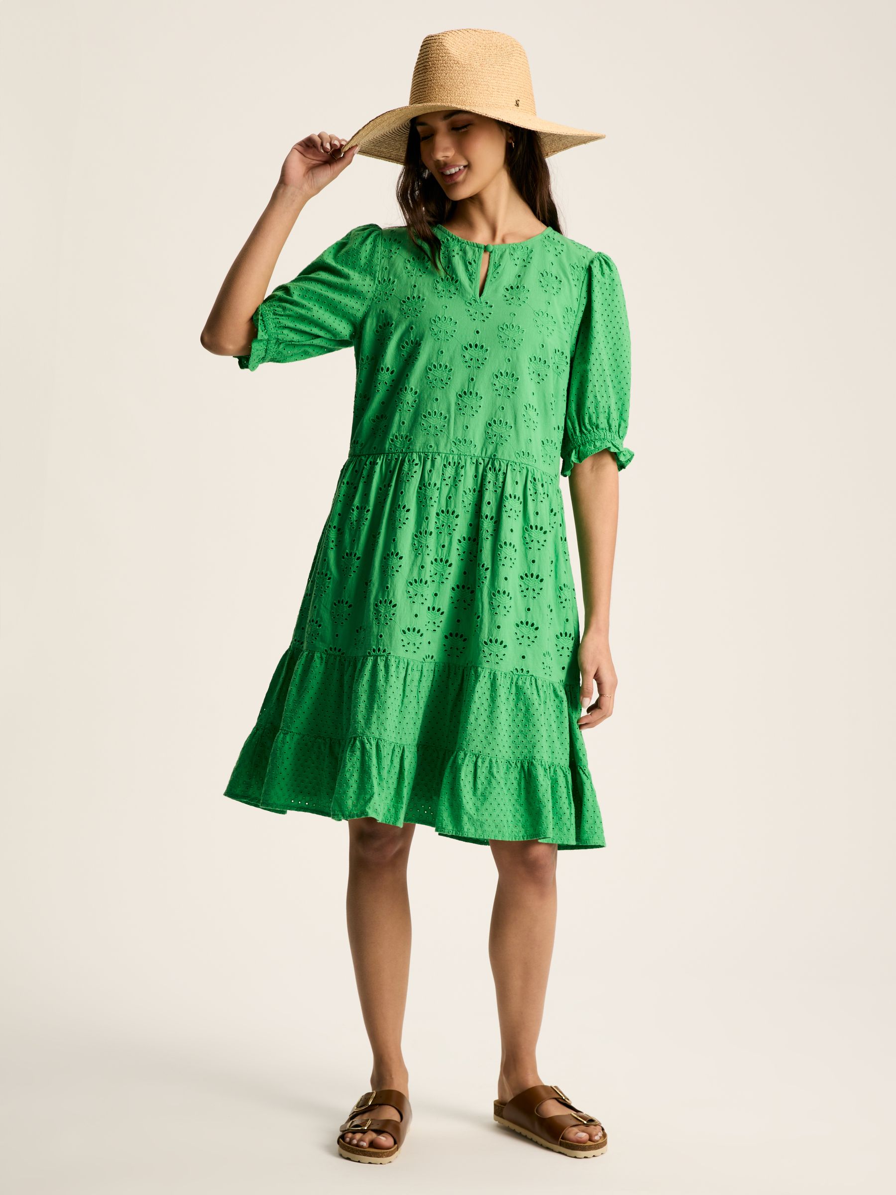 Isabel Green Cotton Broderie Dress - Image 1 of 6