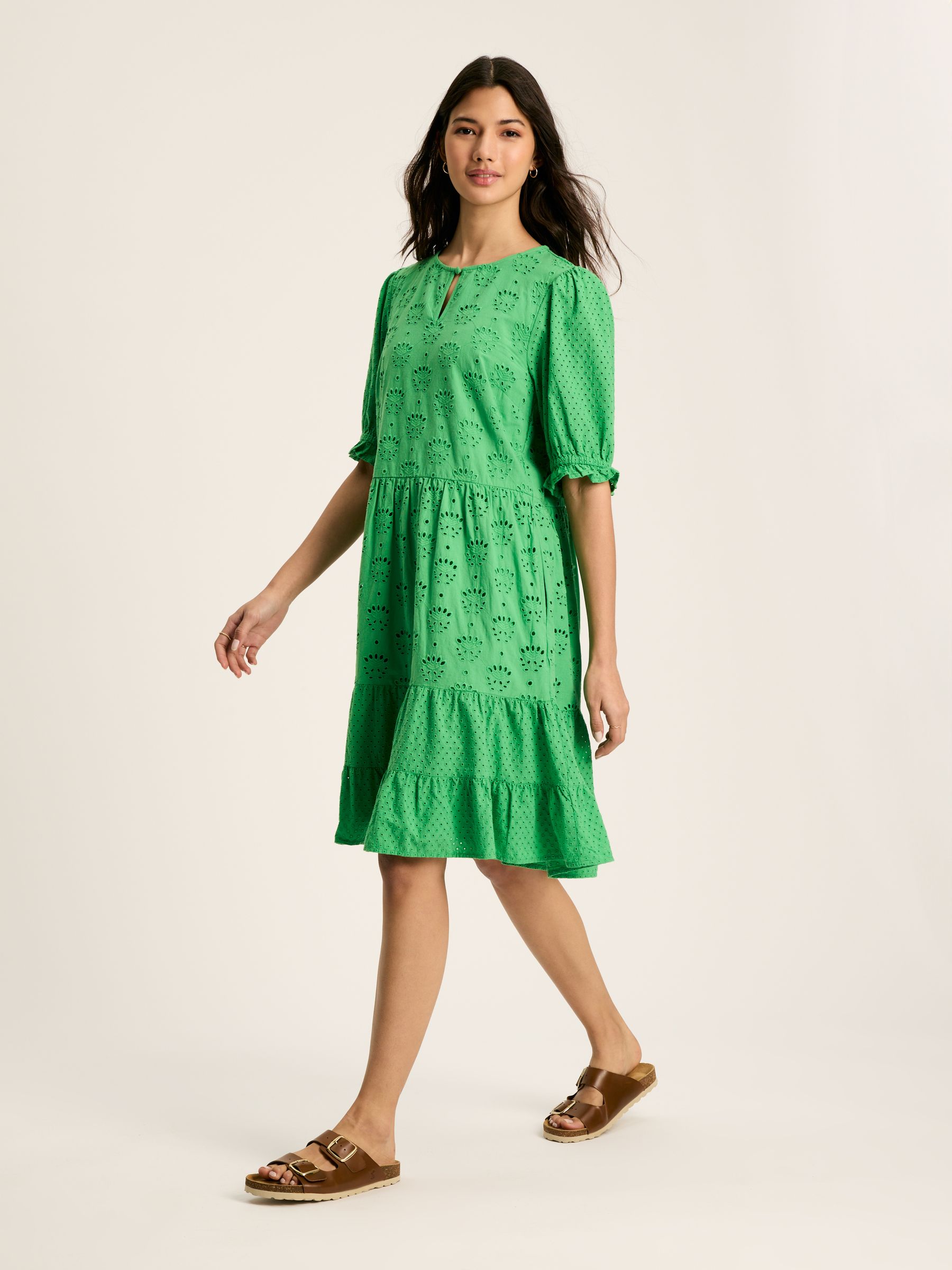 Isabel Green Cotton Broderie Dress - Image 3 of 6