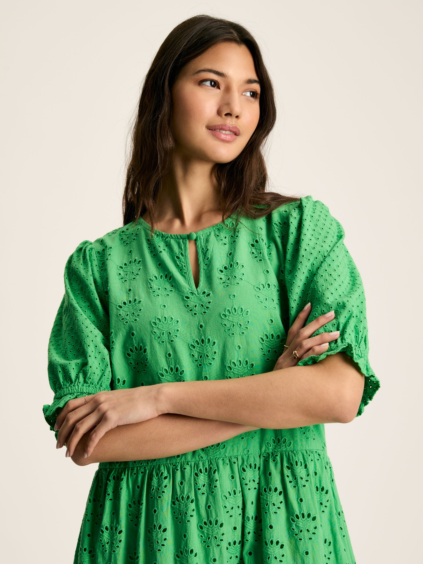Isabel Green Cotton Broderie Dress - Image 4 of 6