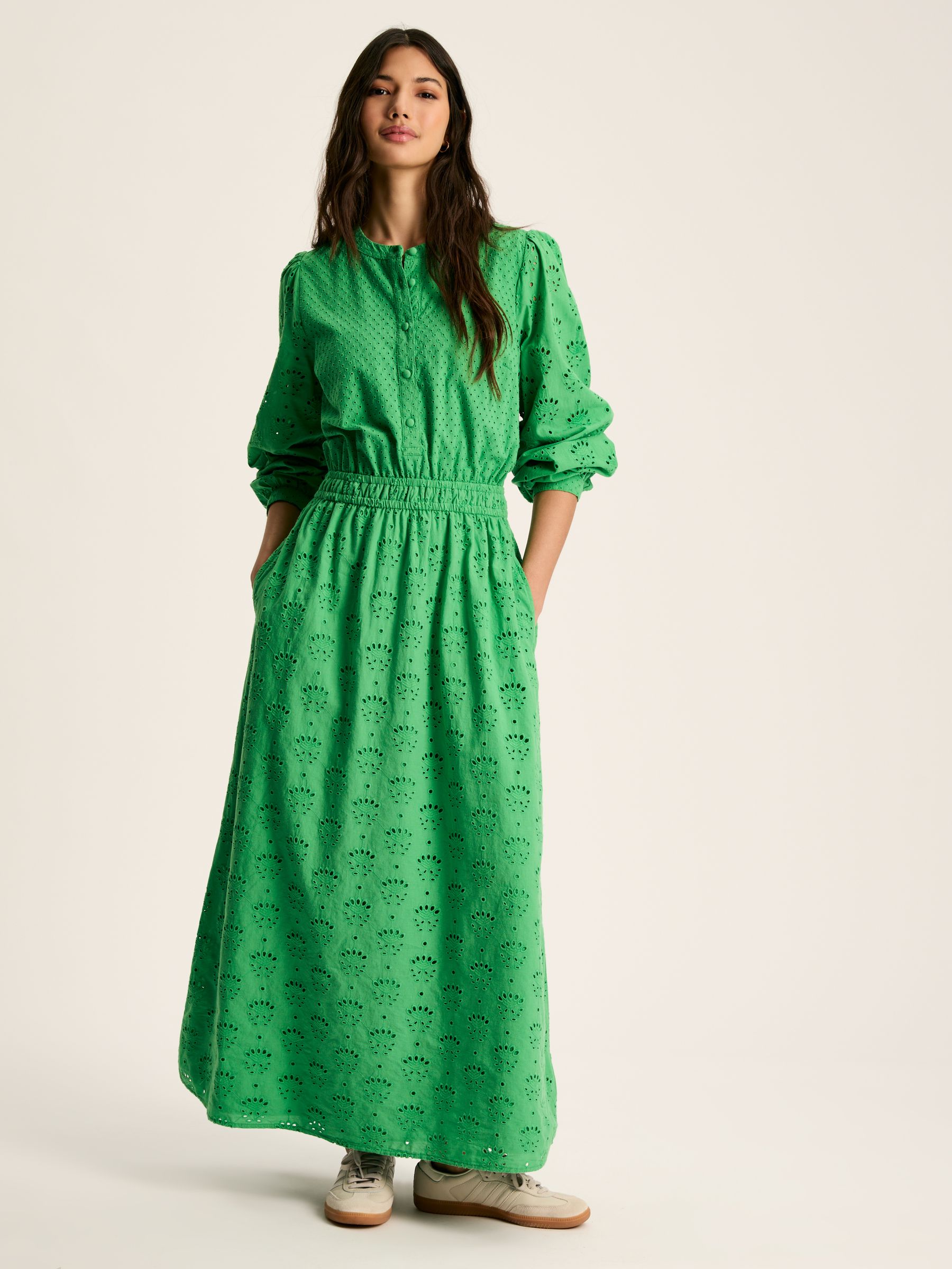 Cassie Green Broderie Maxi Dress Joules