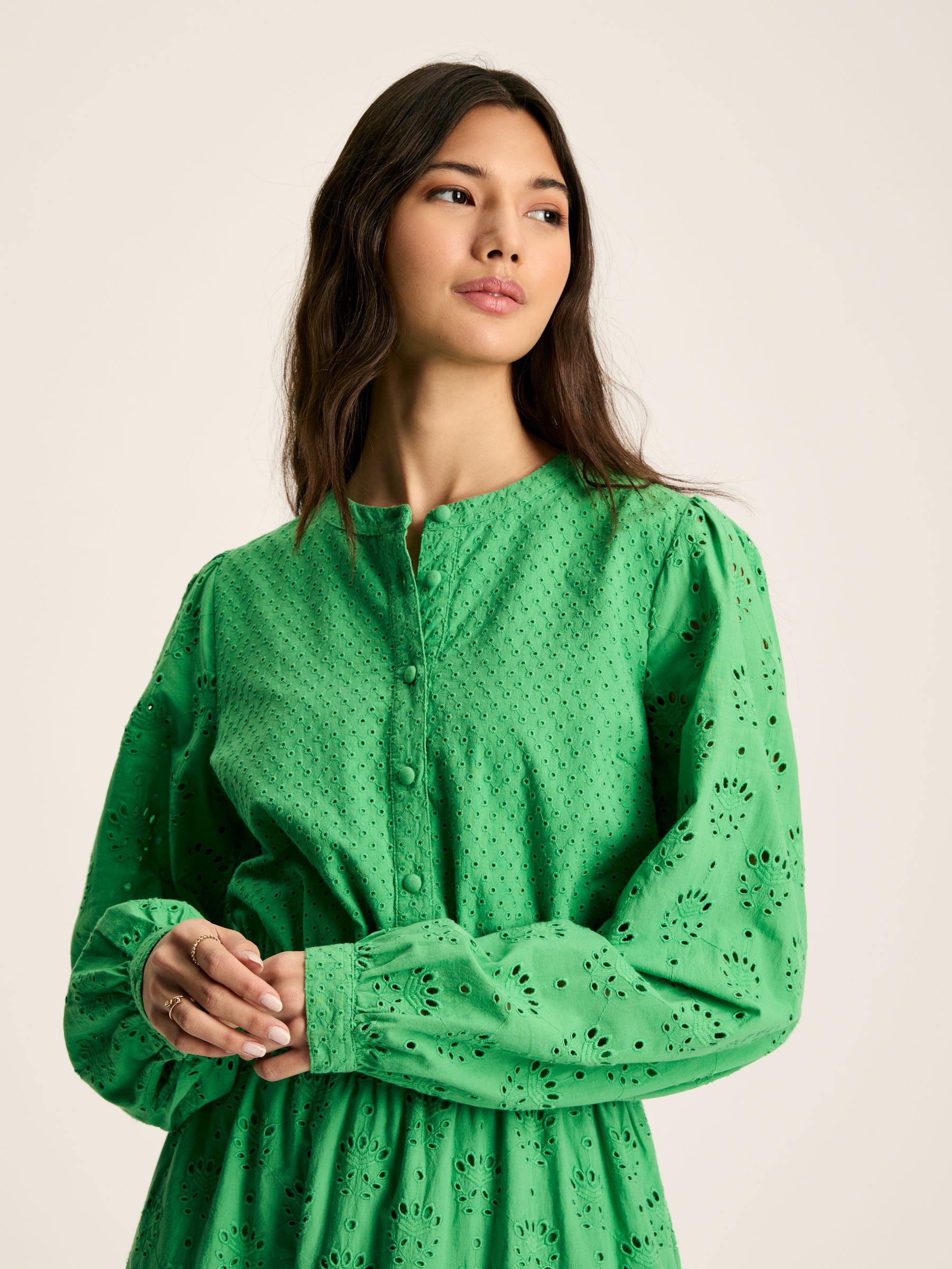 Cassie Green Broderie Maxi Dress - Image 4 of 6