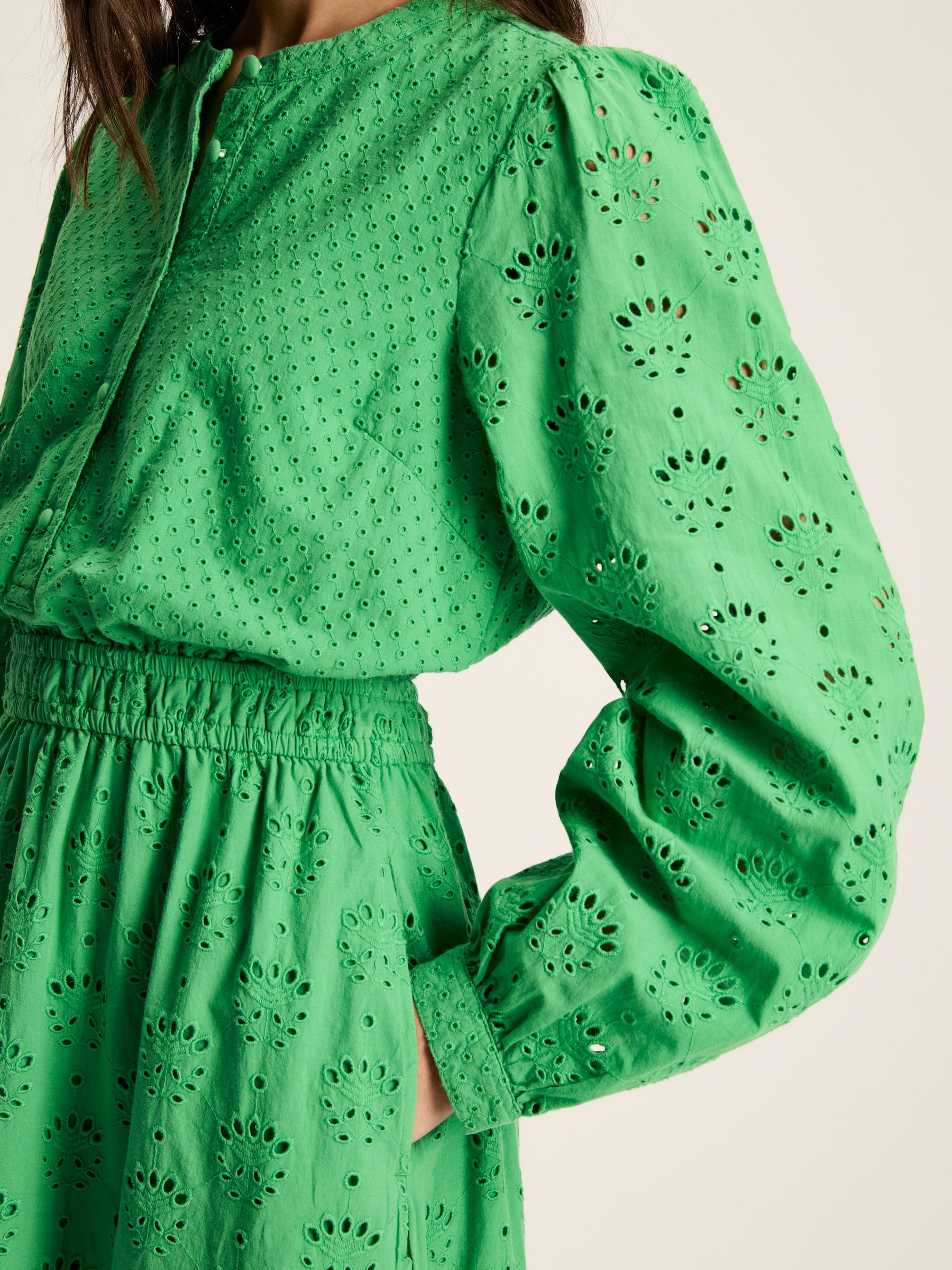 Cassie Green Broderie Maxi Dress | Joules