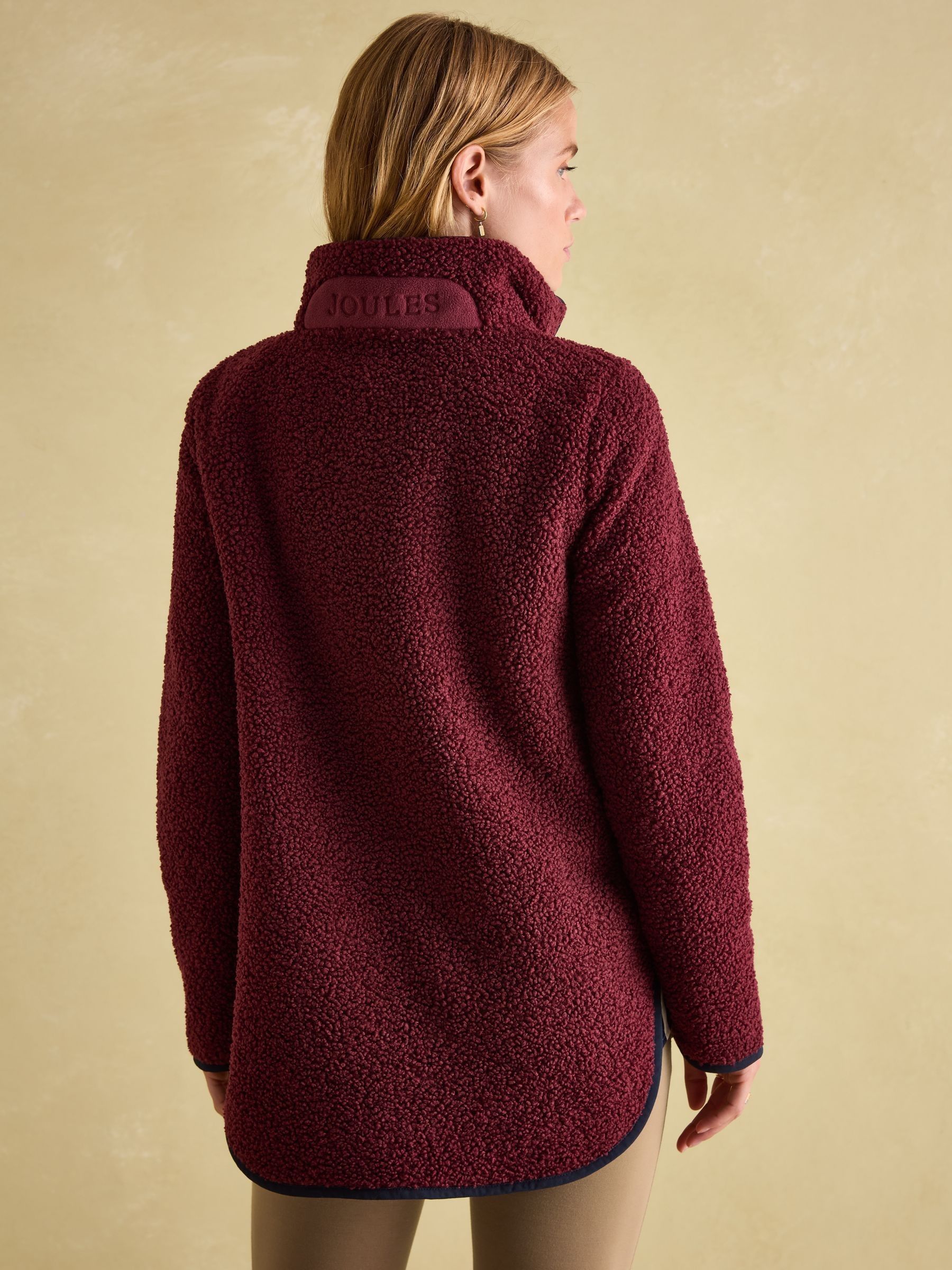 Aldeburgh Burgundy Quarter Zip Fleece | Joules