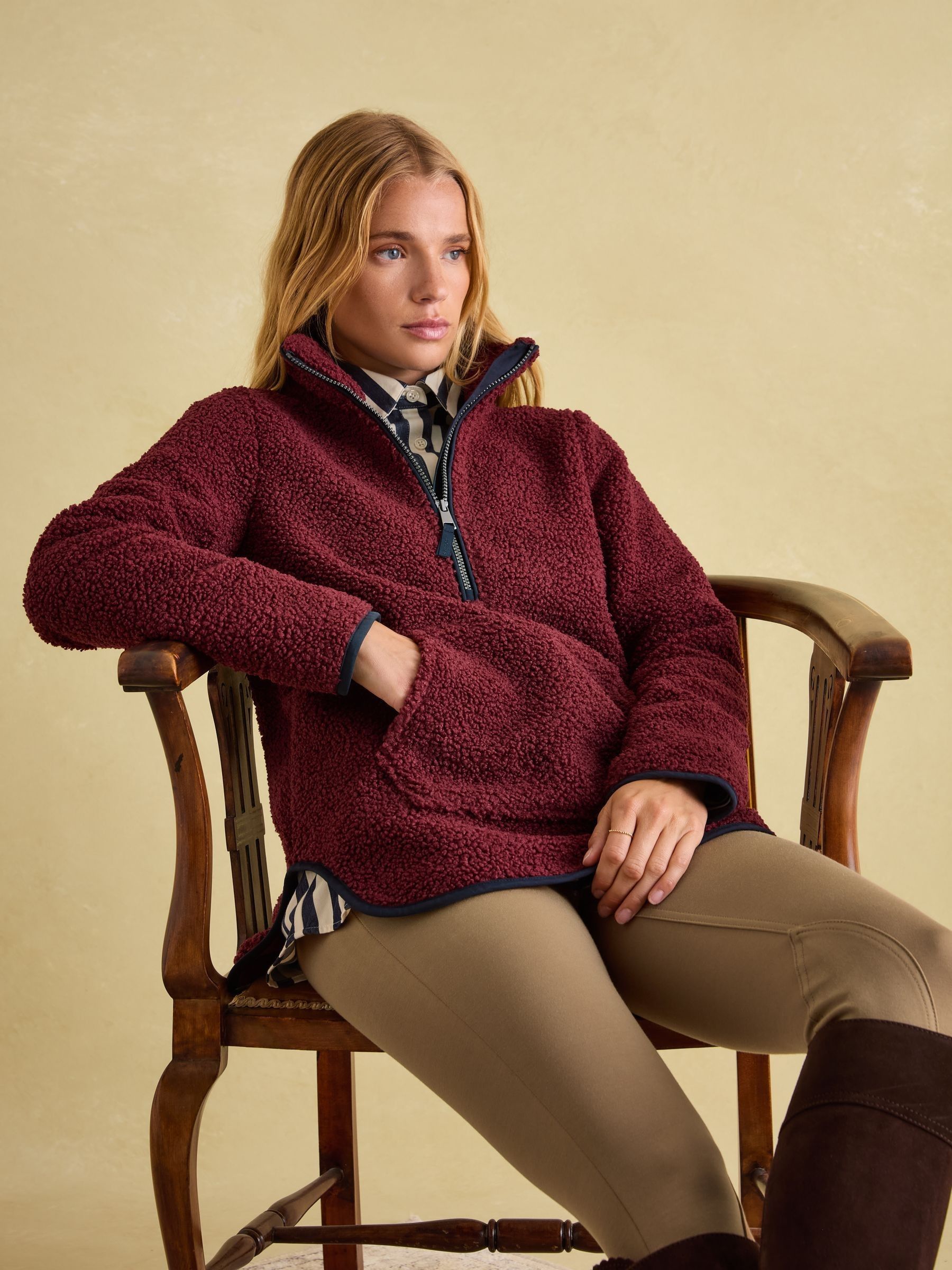 Aldeburgh Burgundy Quarter Zip Fleece - Image 3 of 8